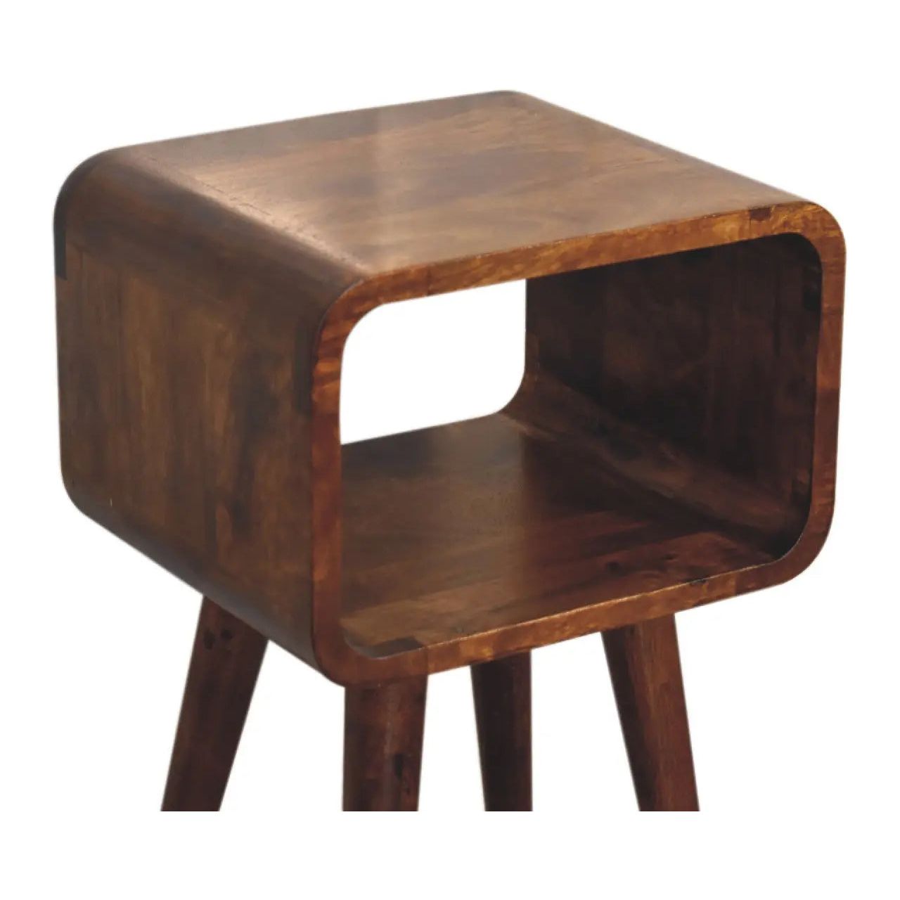 Mini Chestnut Curved Open Bedside - Living with Luxury