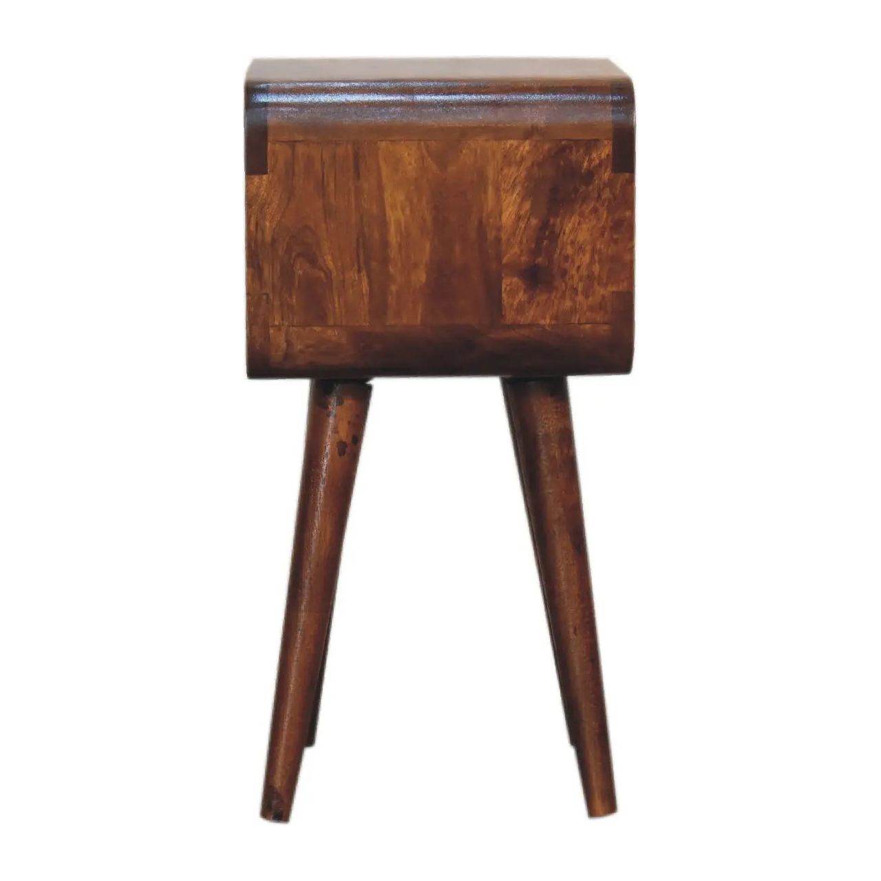 Mini Chestnut Curved Open Bedside - Living with Luxury