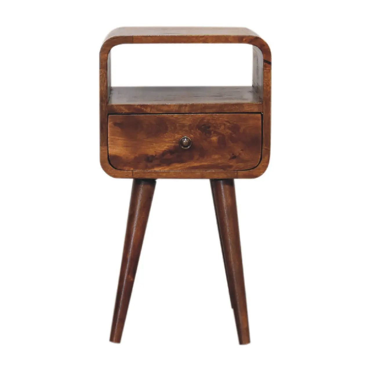 Mini Chestnut Curve Open Bedside - Living with Luxury