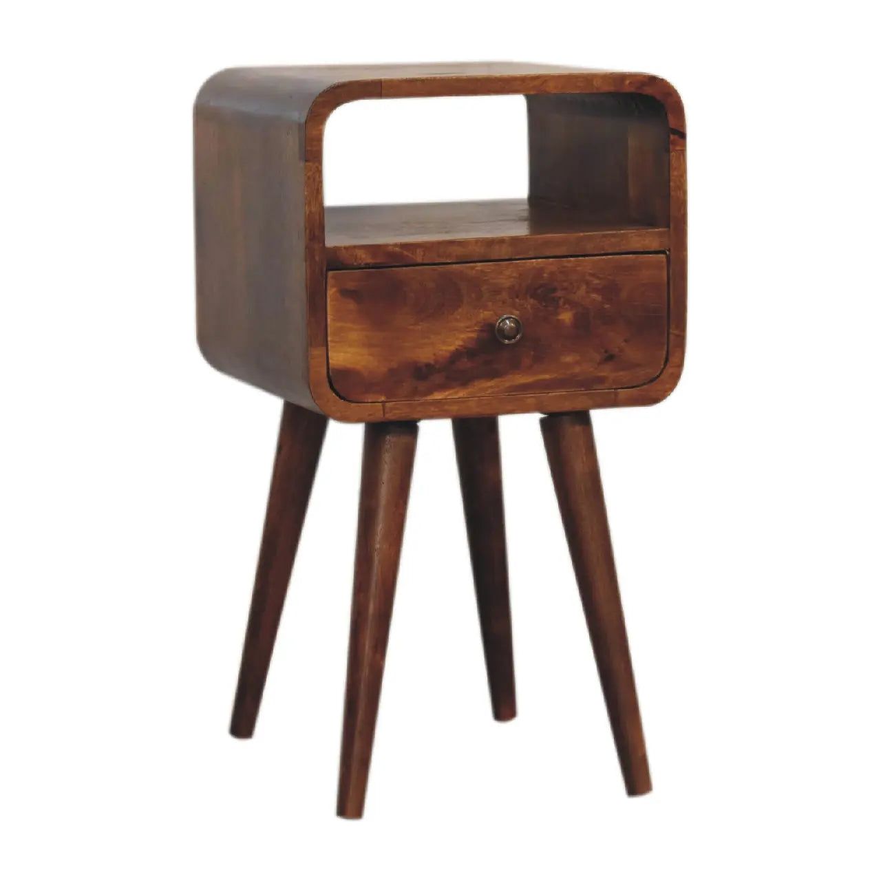 Mini Chestnut Curve Open Bedside - Living with Luxury