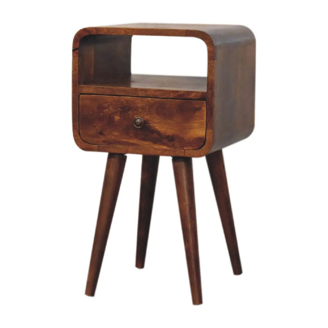 Mini Chestnut Curve Open Bedside - Living with Luxury