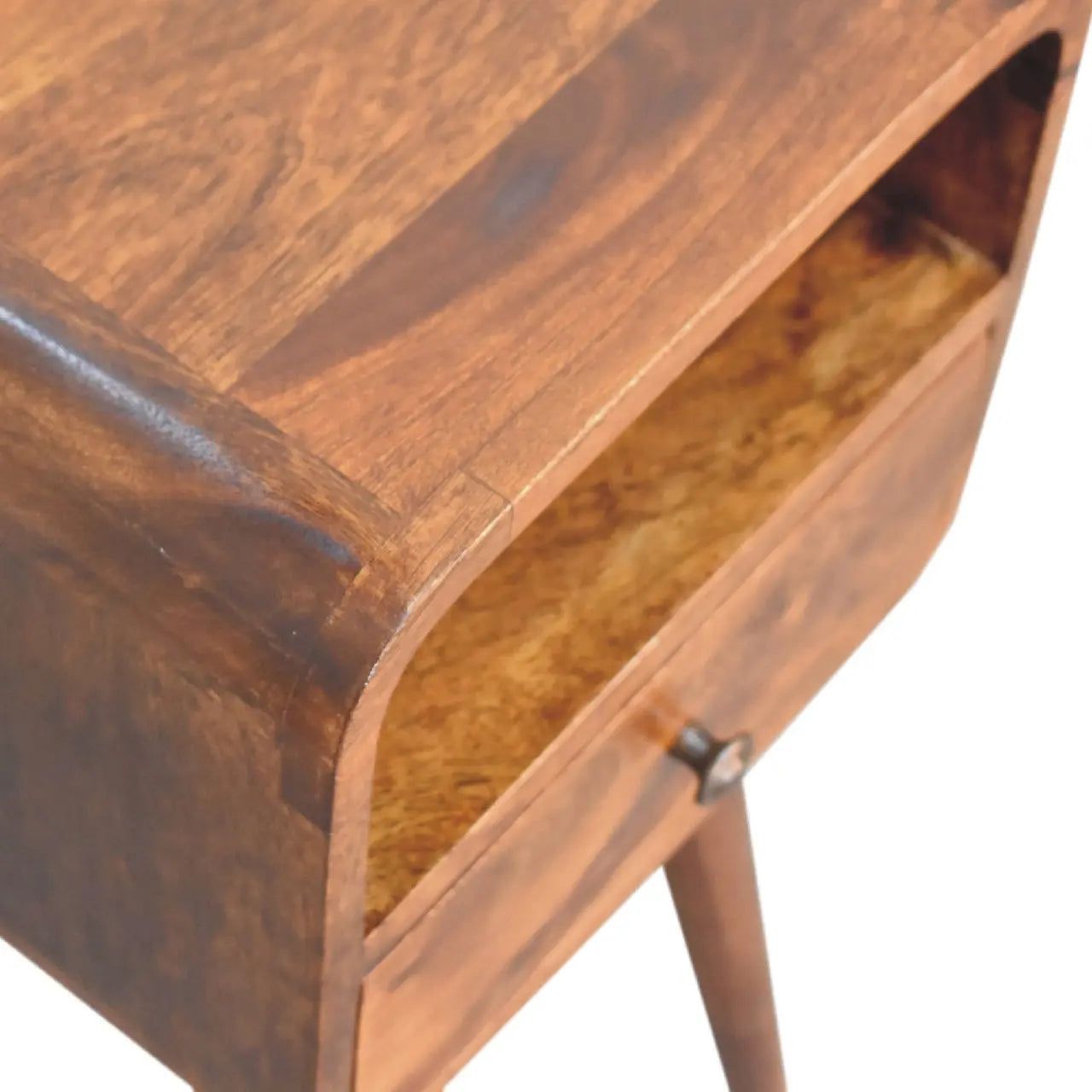 Mini Chestnut Curve Open Bedside - Living with Luxury