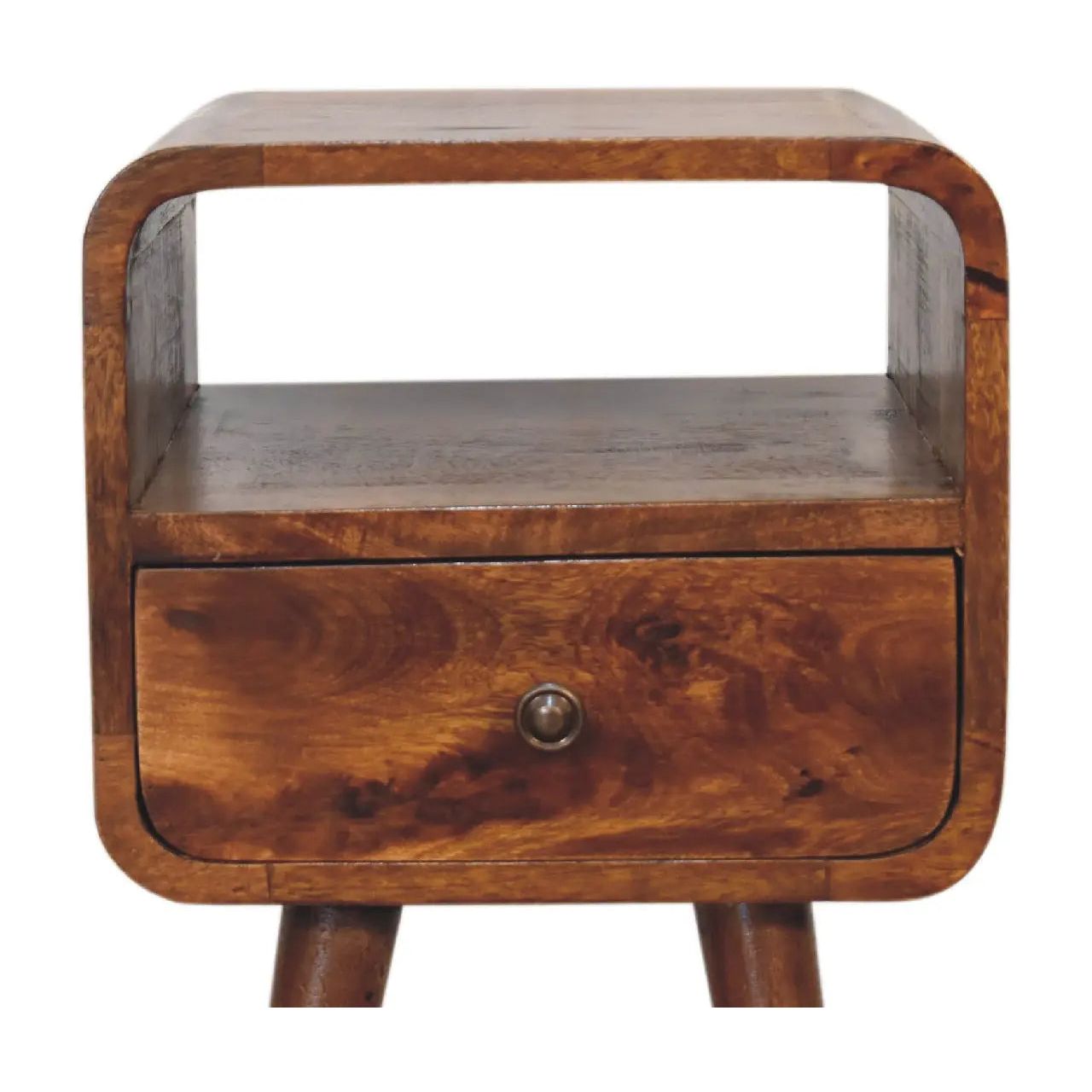 Mini Chestnut Curve Open Bedside - Living with Luxury