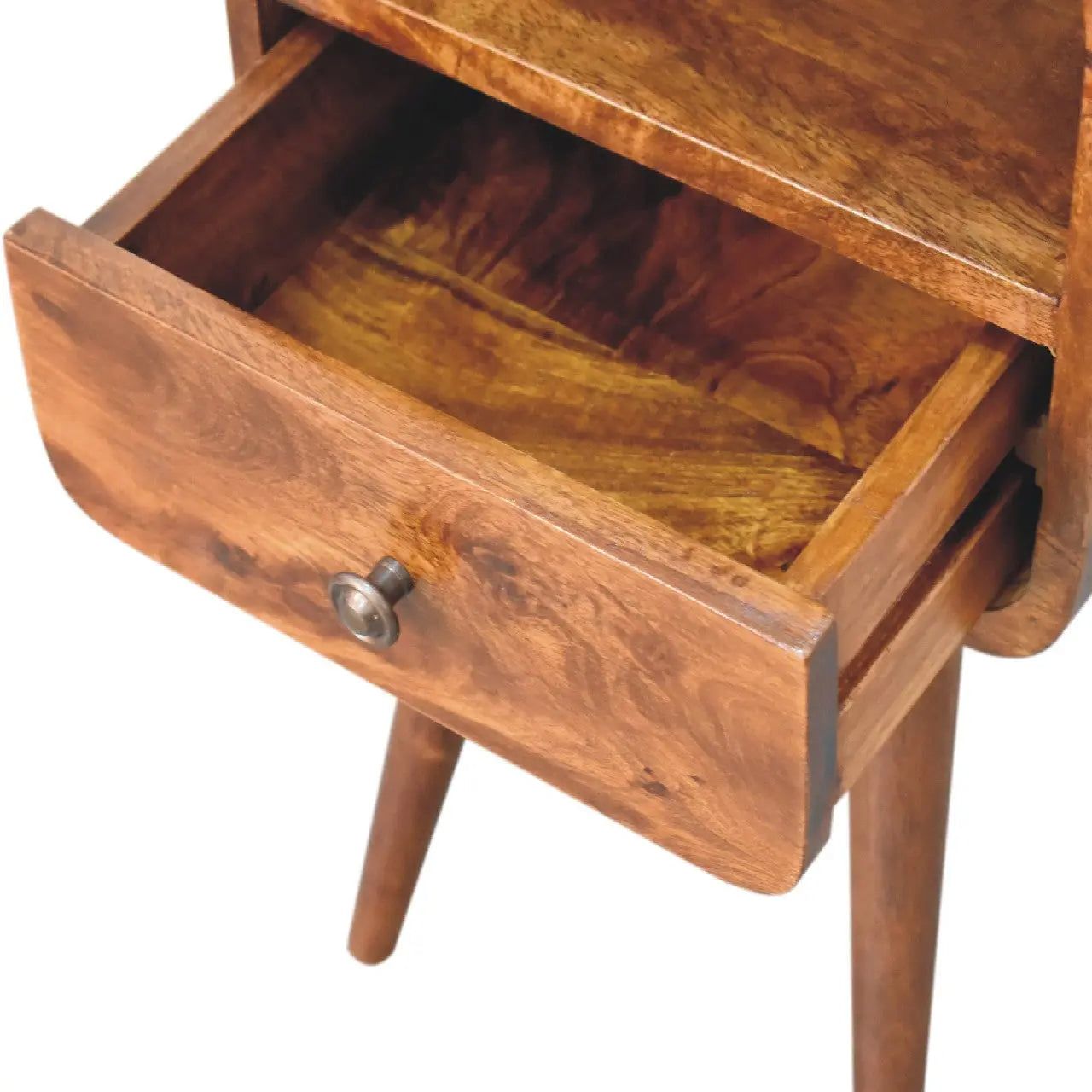 Mini Chestnut Curve Open Bedside - Living with Luxury
