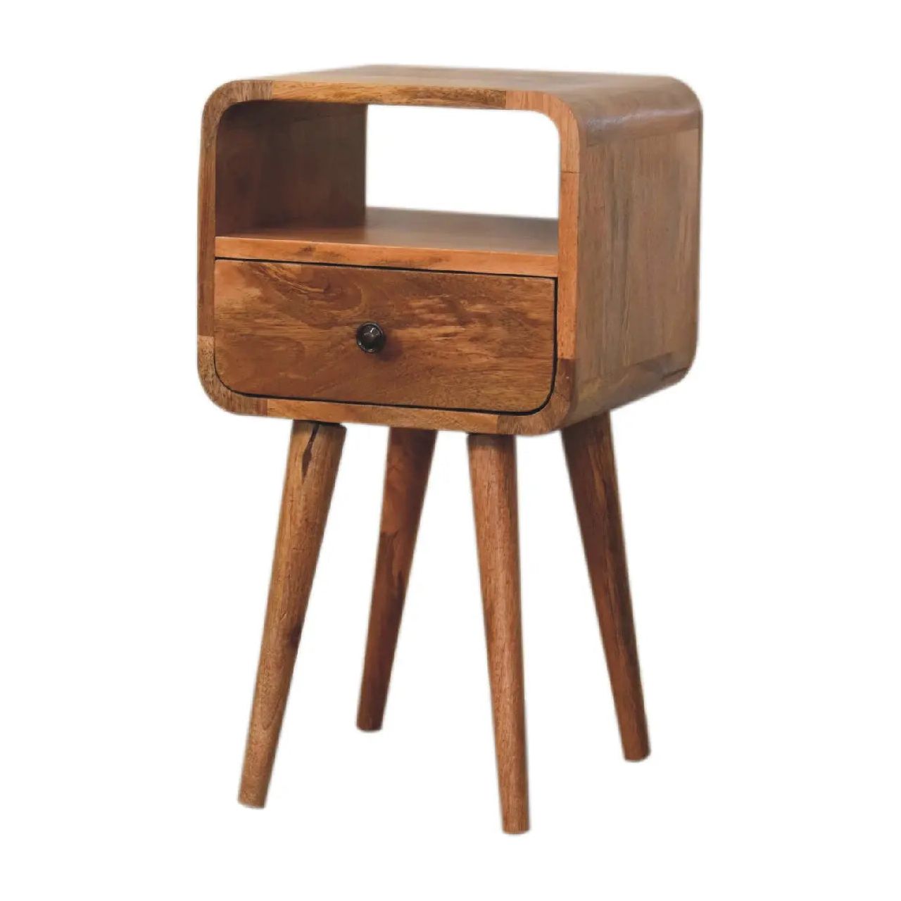 Mini Oakish Curve Open Bedside - Living with Luxury