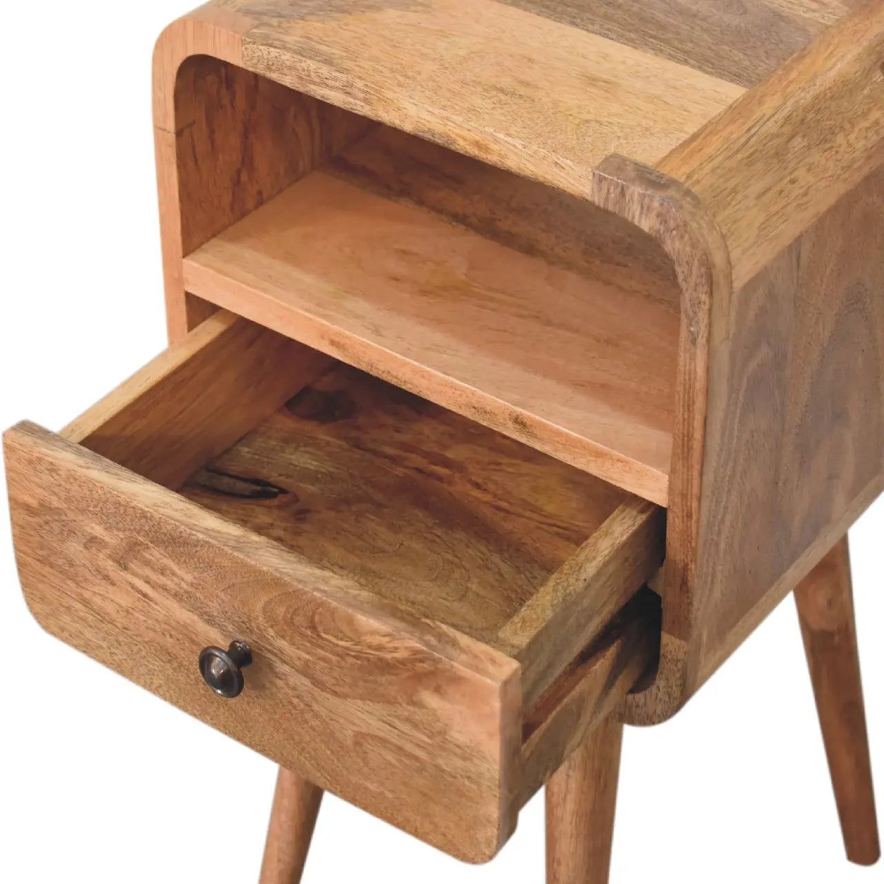 Mini Oakish Curve Open Bedside - Living with Luxury