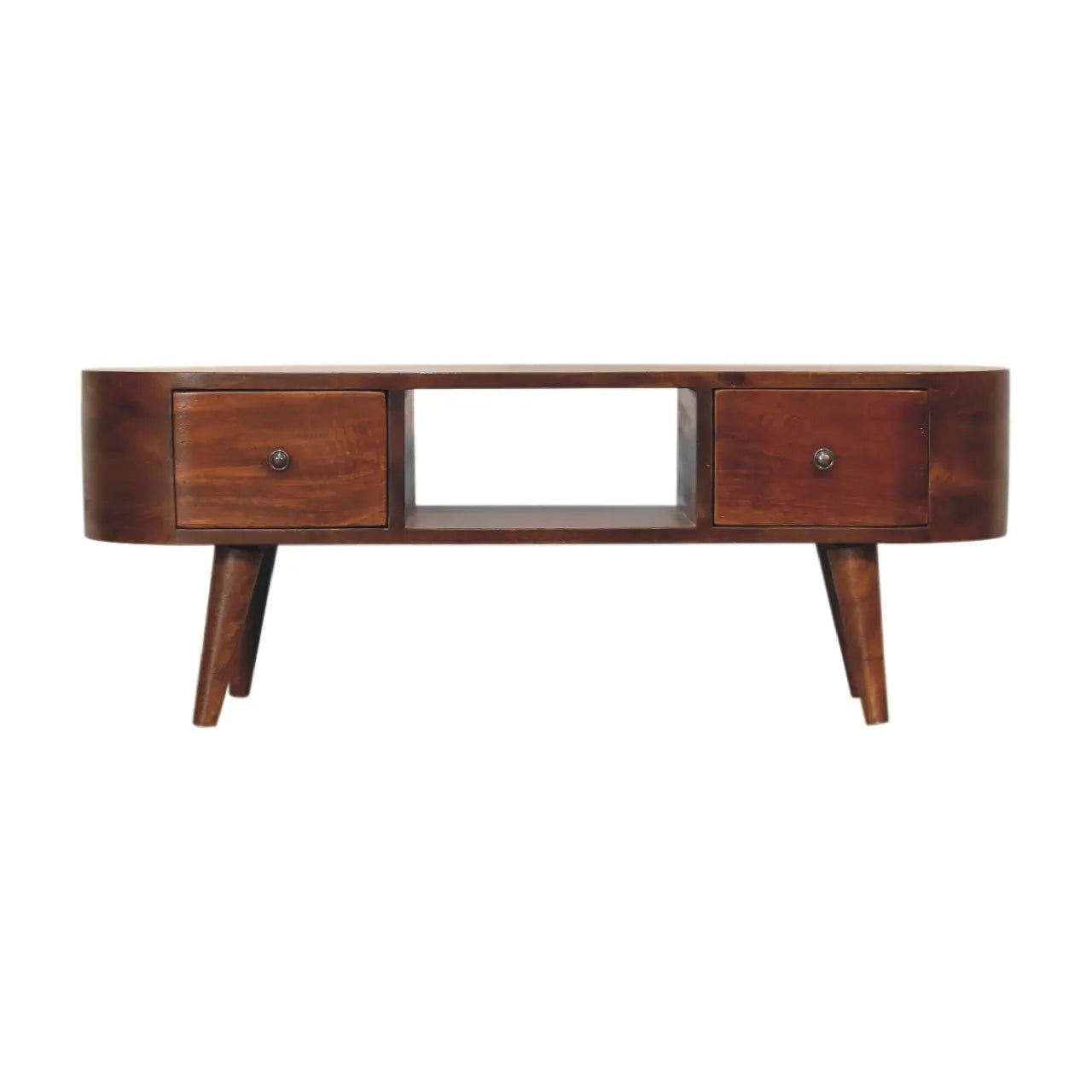 Chestnut Round Open Media Unit - Living with Luxury