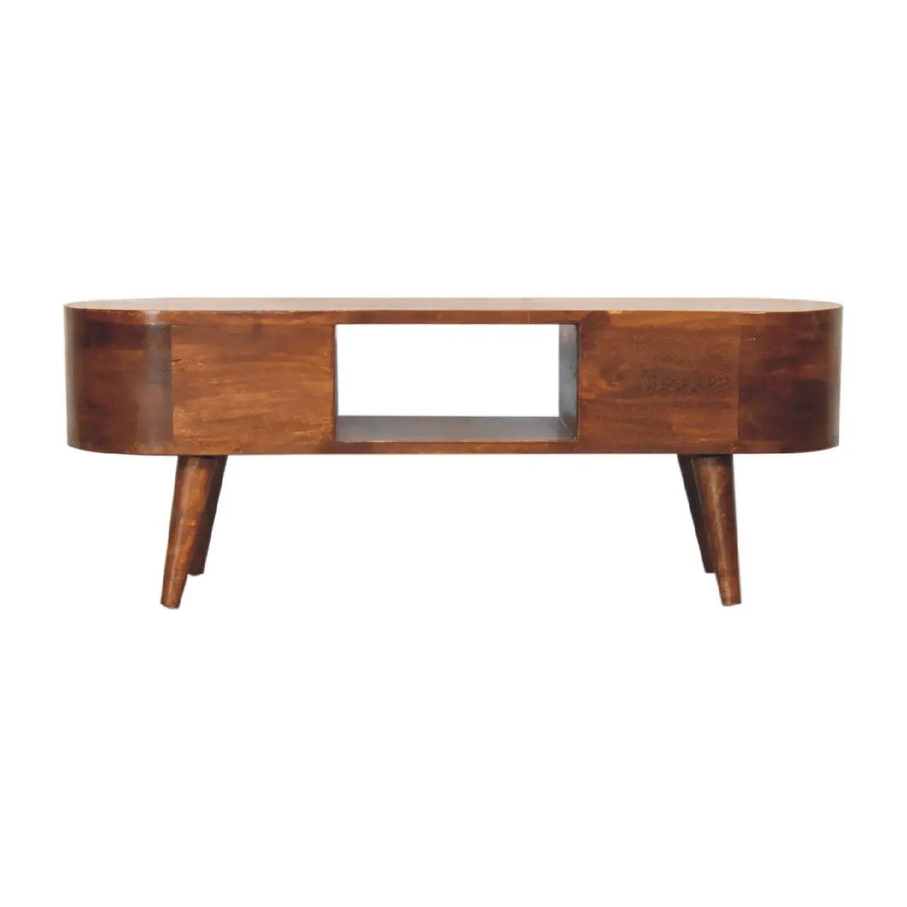 Chestnut Round Open Media Unit - Living with Luxury