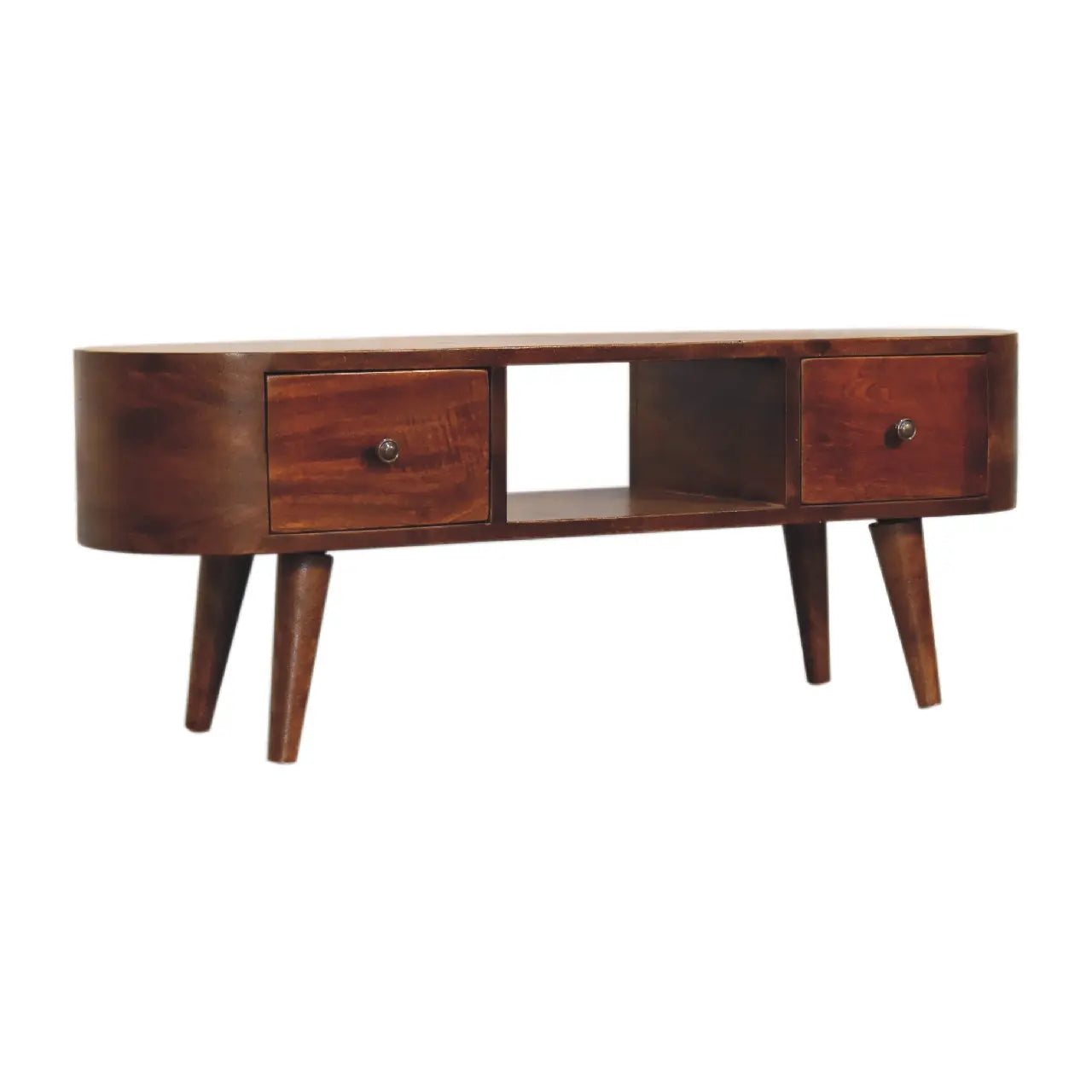Chestnut Round Open Media Unit - Living with Luxury