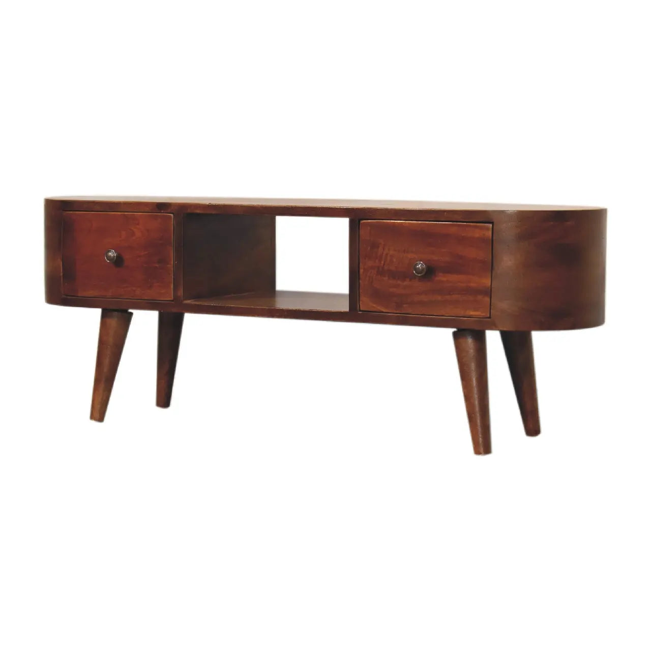 Chestnut Round Open Media Unit - Living with Luxury
