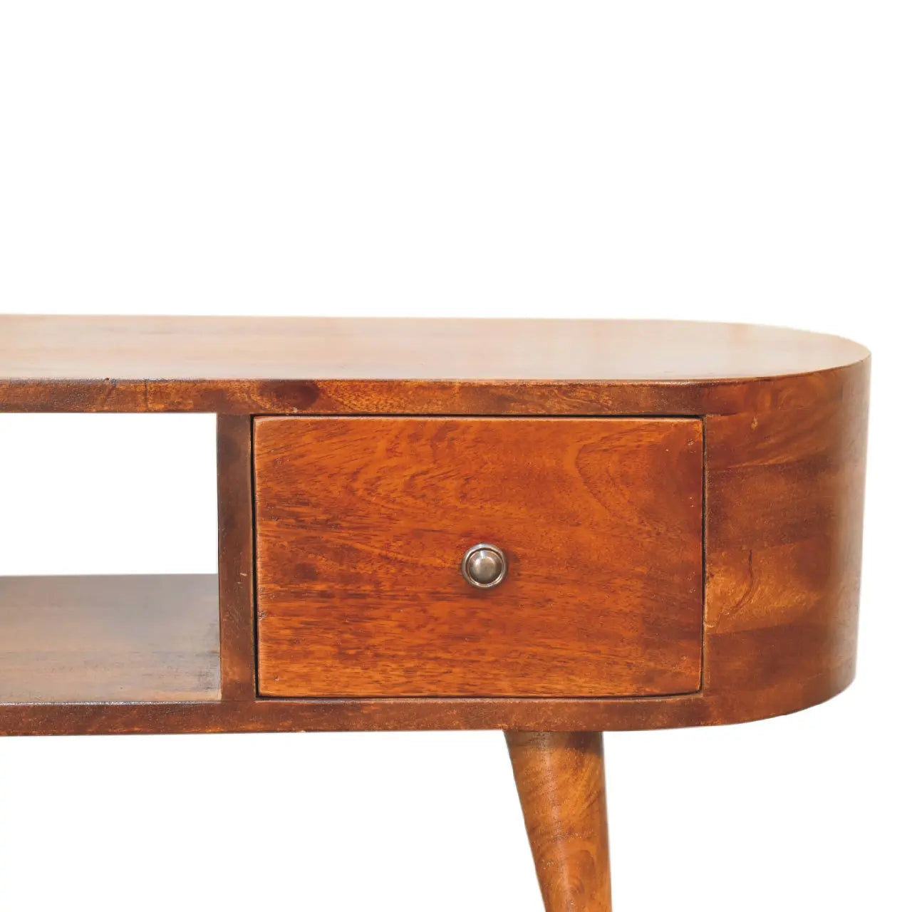 Chestnut Round Open Media Unit - Living with Luxury
