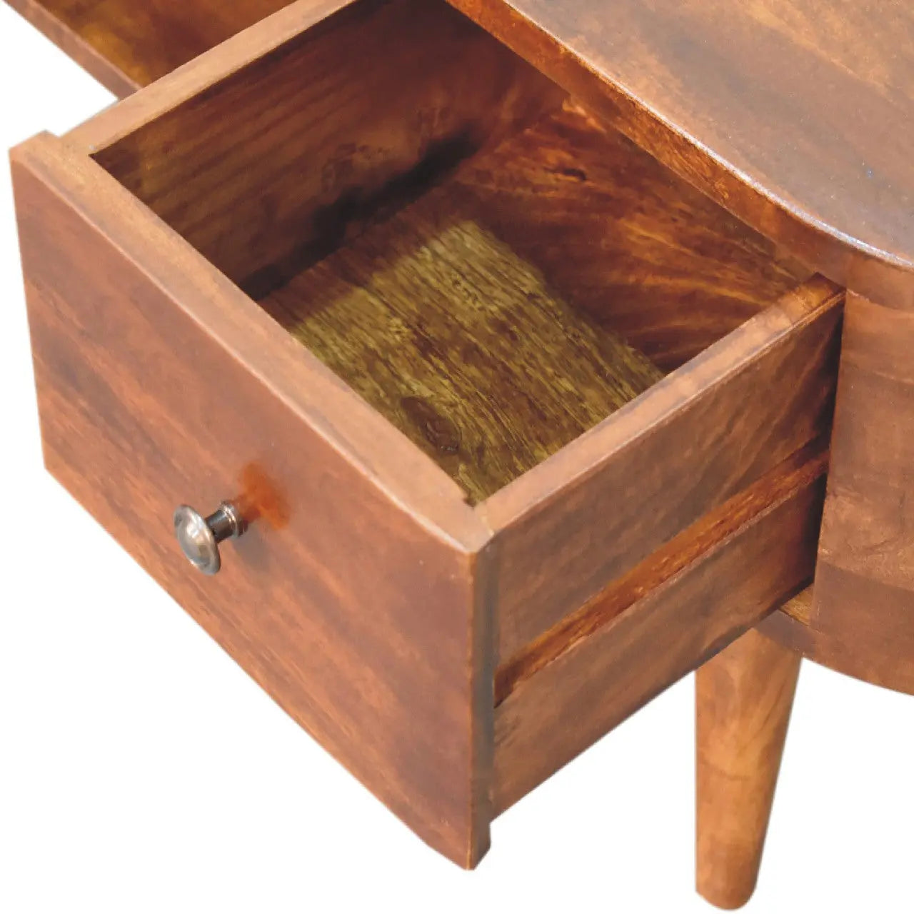 Chestnut Round Open Media Unit - Living with Luxury