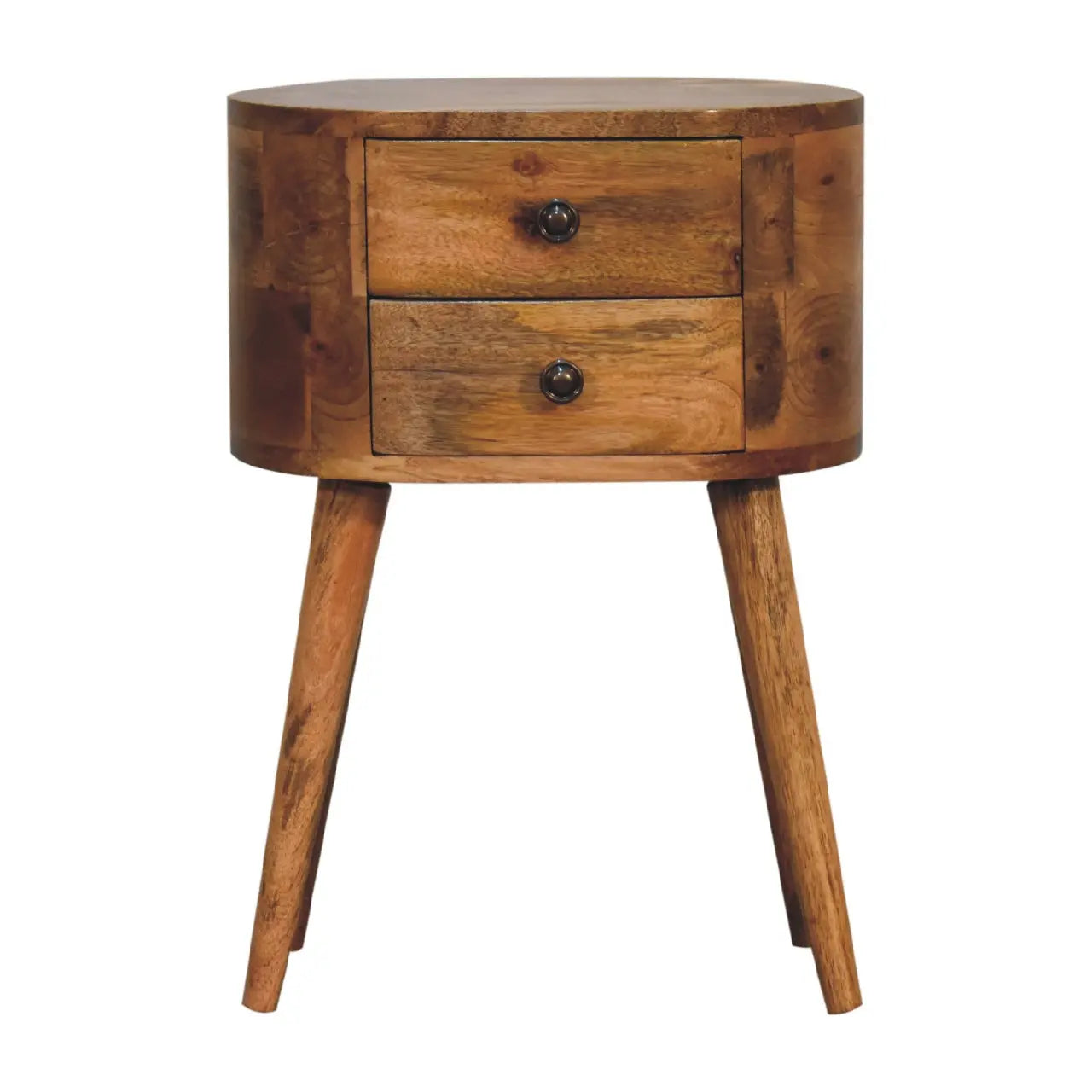 Mini Oak-ish Rounded Bedside Table - Living with Luxury