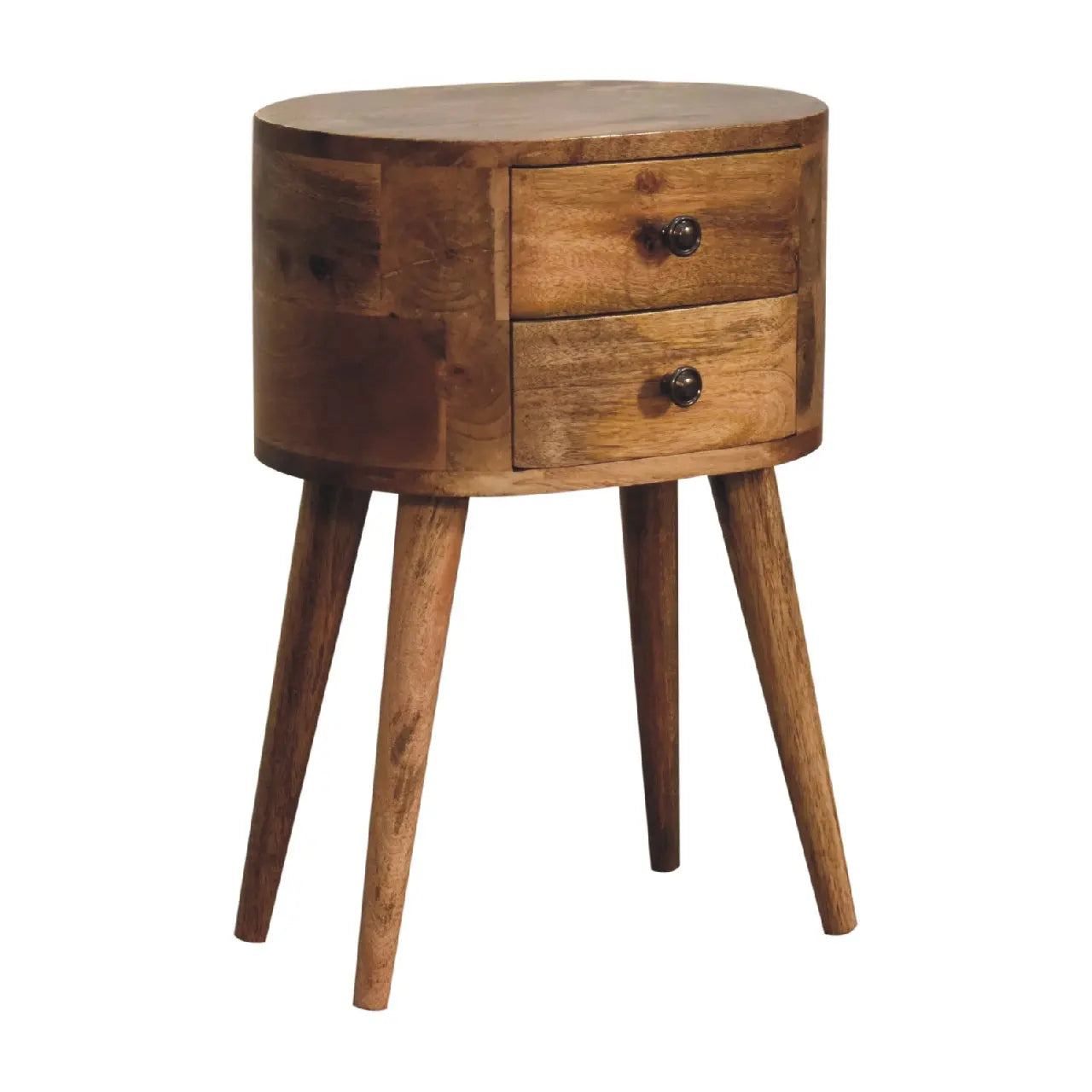 Mini Oak-ish Rounded Bedside Table - Living with Luxury