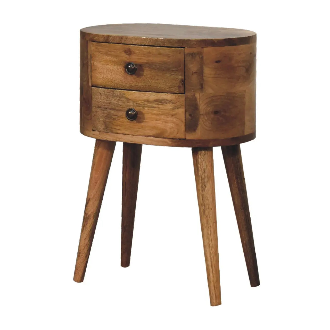 Mini Oak-ish Rounded Bedside Table - Living with Luxury
