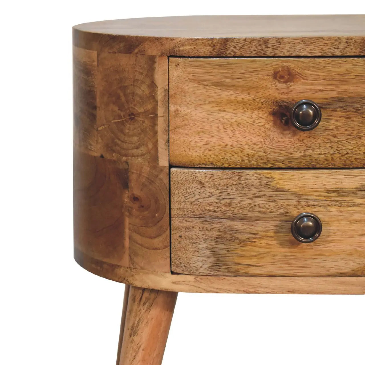 Mini Oak-ish Rounded Bedside Table - Living with Luxury