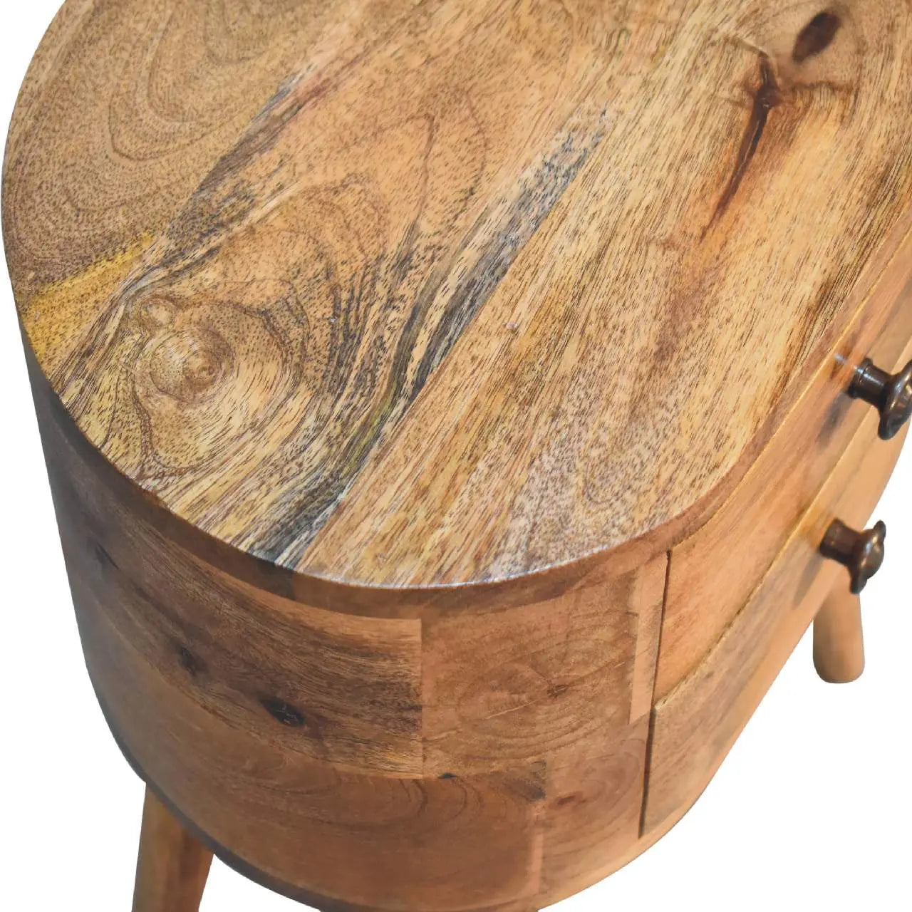 Mini Oak-ish Rounded Bedside Table - Living with Luxury