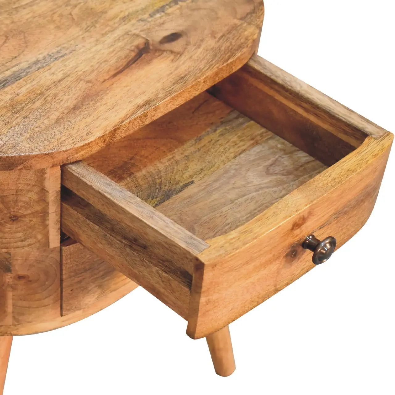 Mini Oak-ish Rounded Bedside Table - Living with Luxury