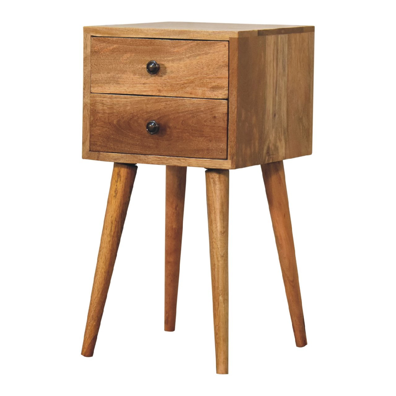 Mini 2 Drawer Oak-ish Bedside - Living with Luxury