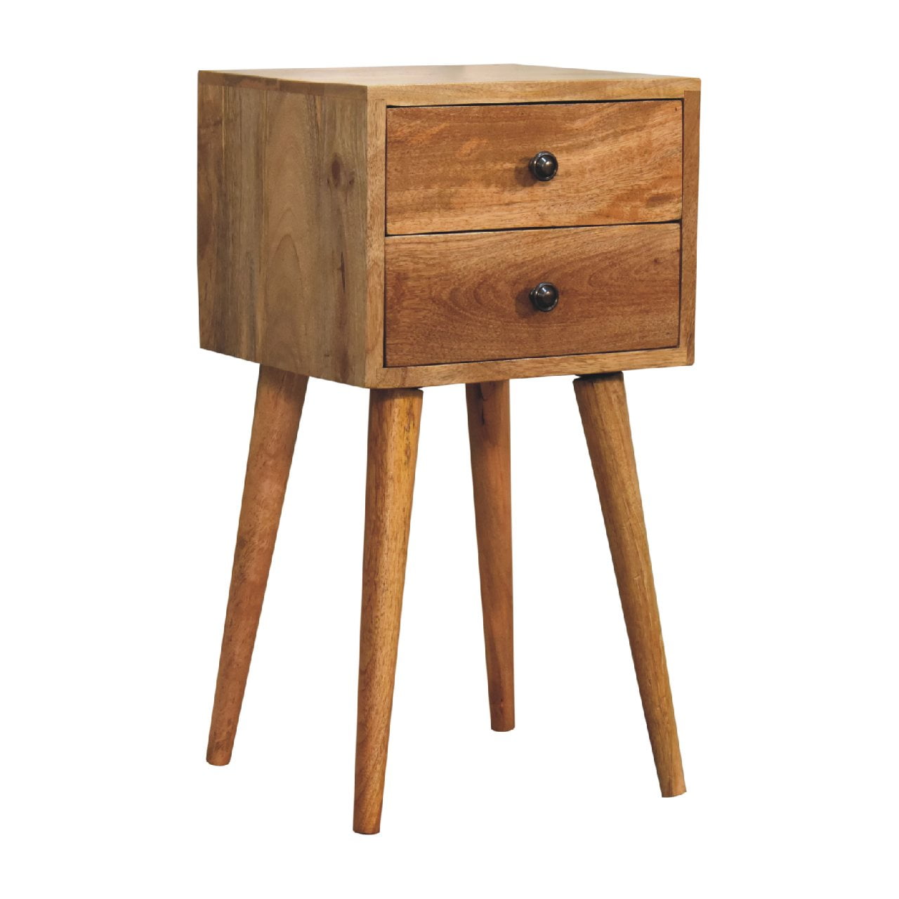 Mini 2 Drawer Oak-ish Bedside - Living with Luxury