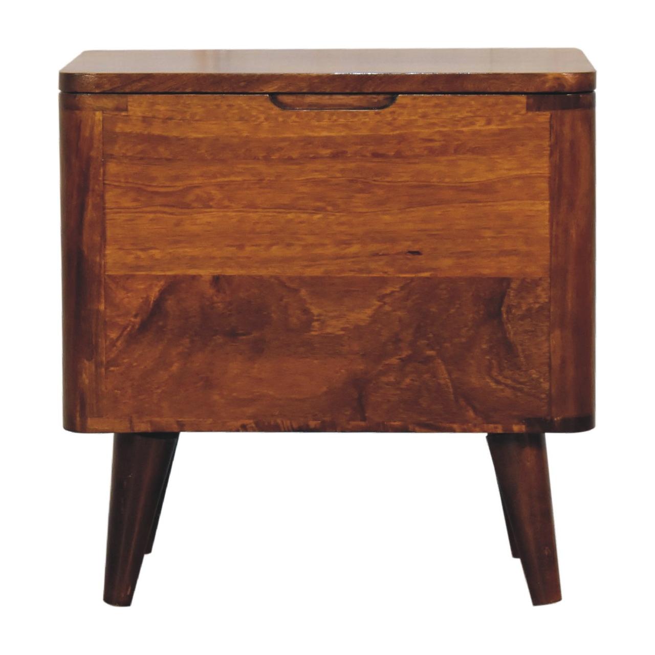 Chestnut Lid-up Storage Stool - Living with Luxury