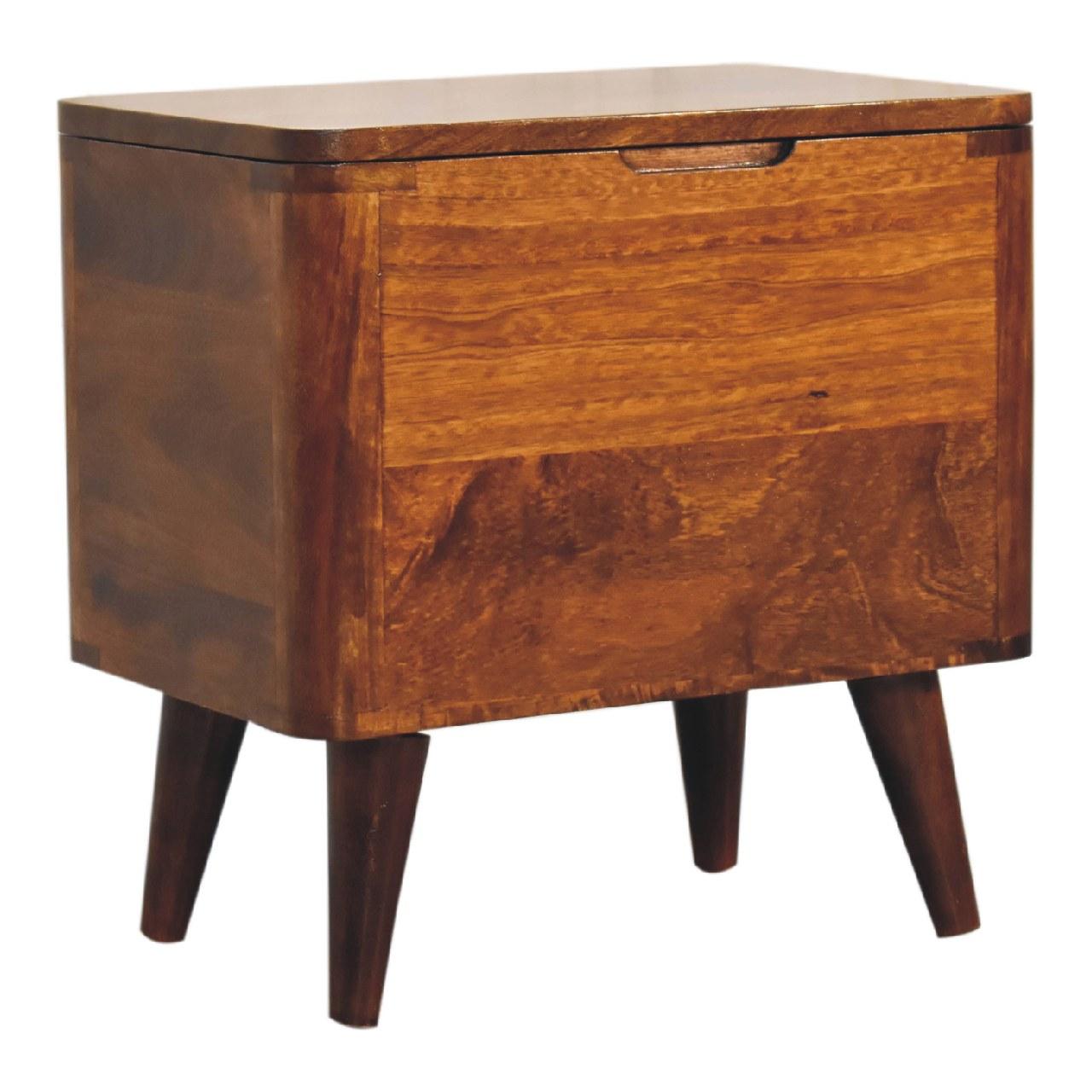 Chestnut Lid-up Storage Stool - Living with Luxury