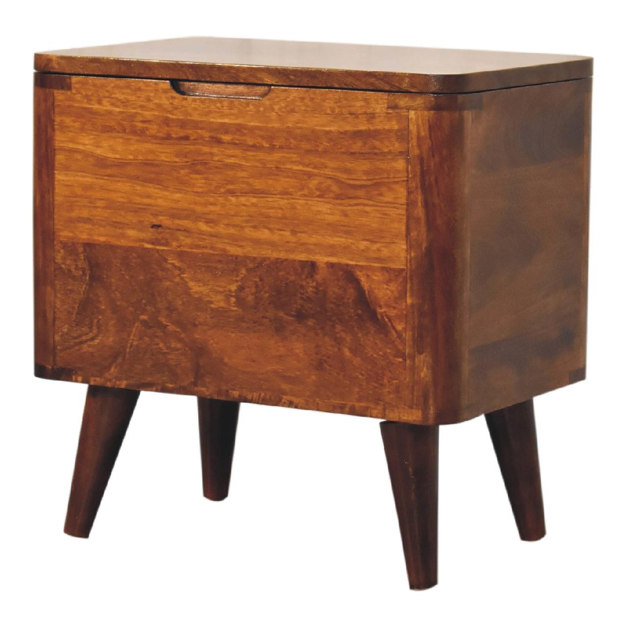 Chestnut Lid-up Storage Stool - Living with Luxury