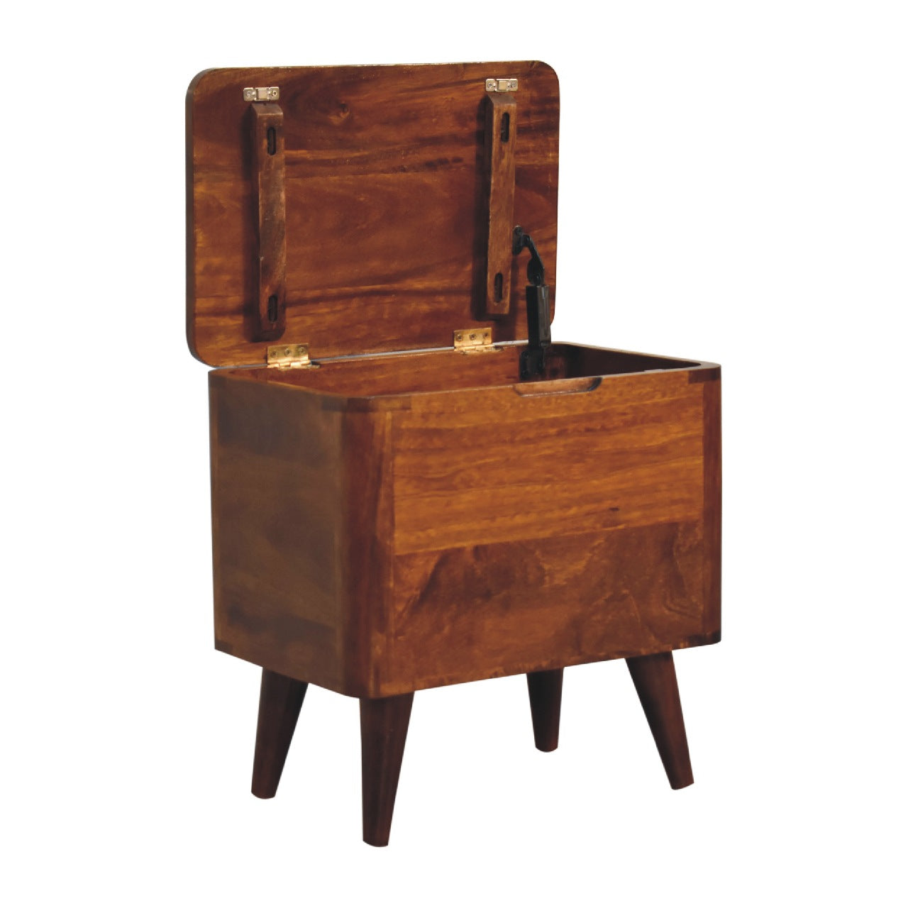 Chestnut Lid-up Storage Stool - Living with Luxury