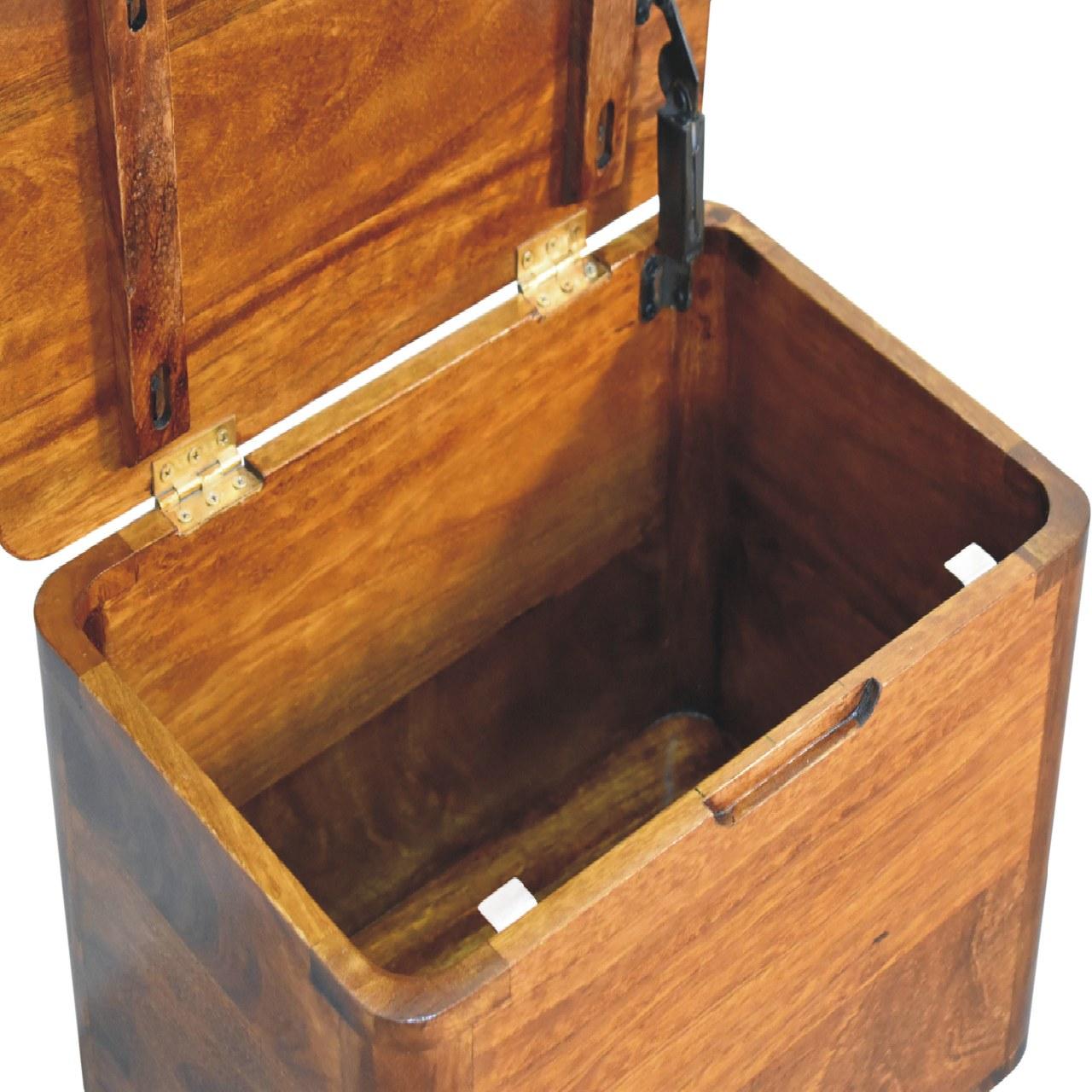 Chestnut Lid-up Storage Stool - Living with Luxury