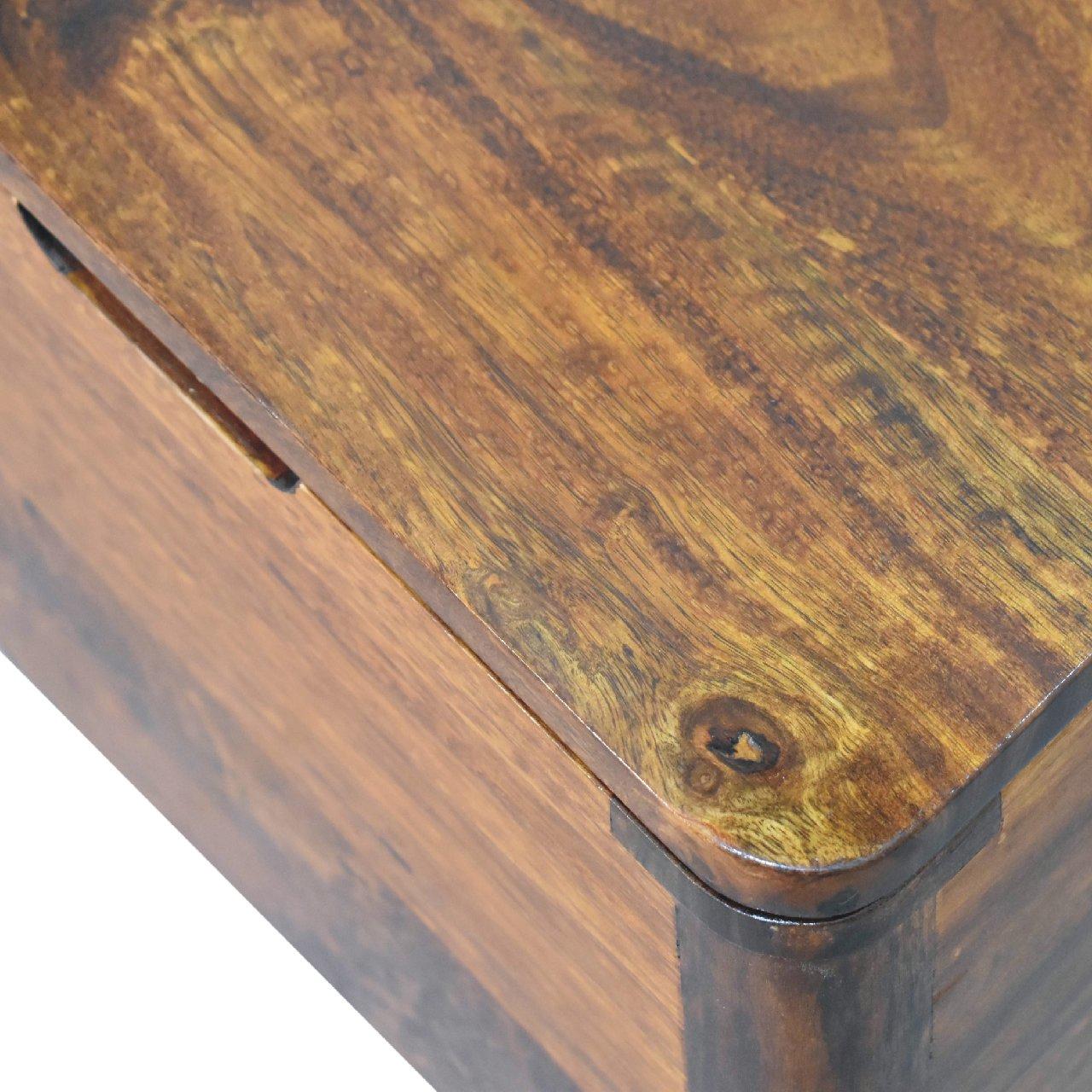 Chestnut Lid-up Storage Stool - Living with Luxury