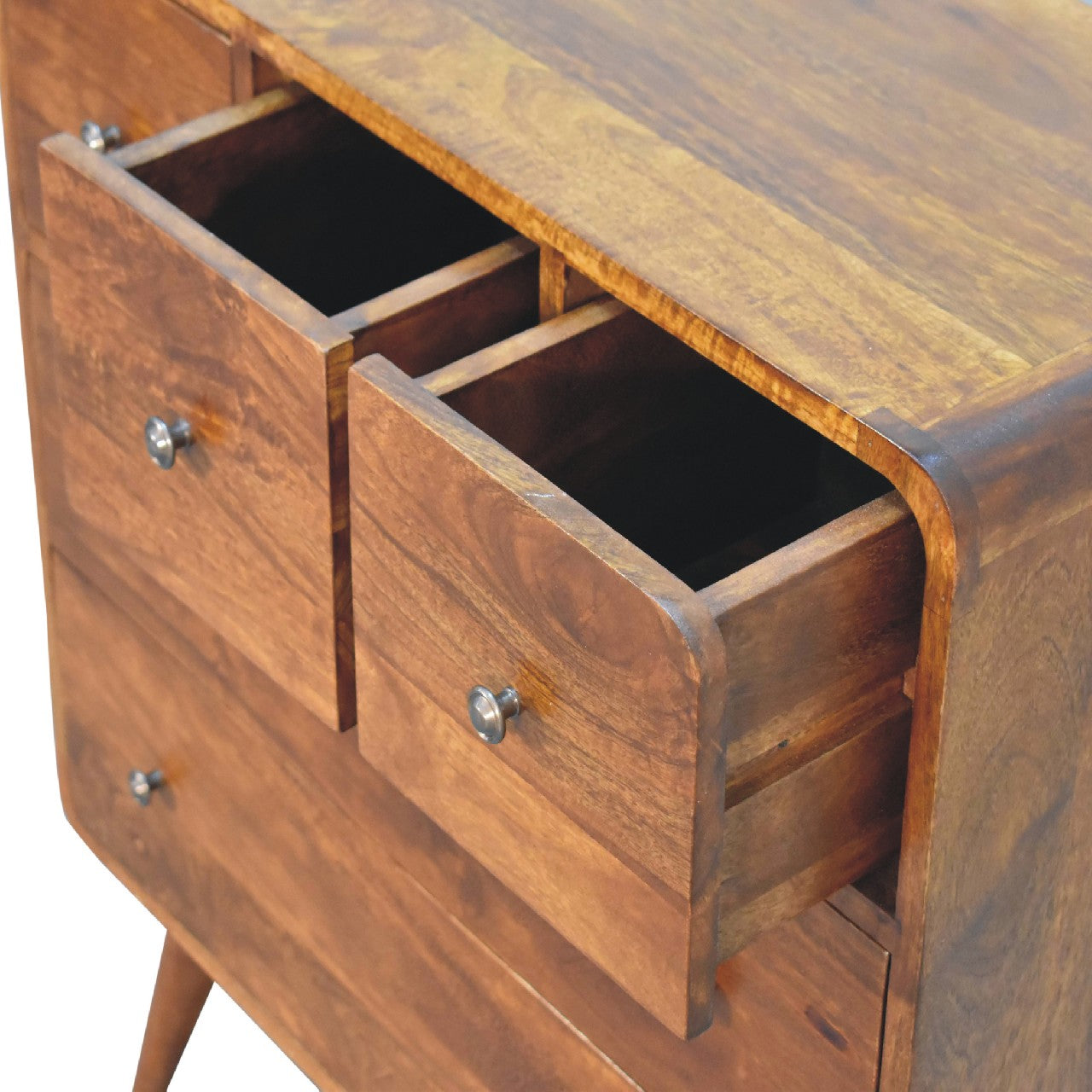 3 over 2 Curved Chestnut Chest Living with Luxury