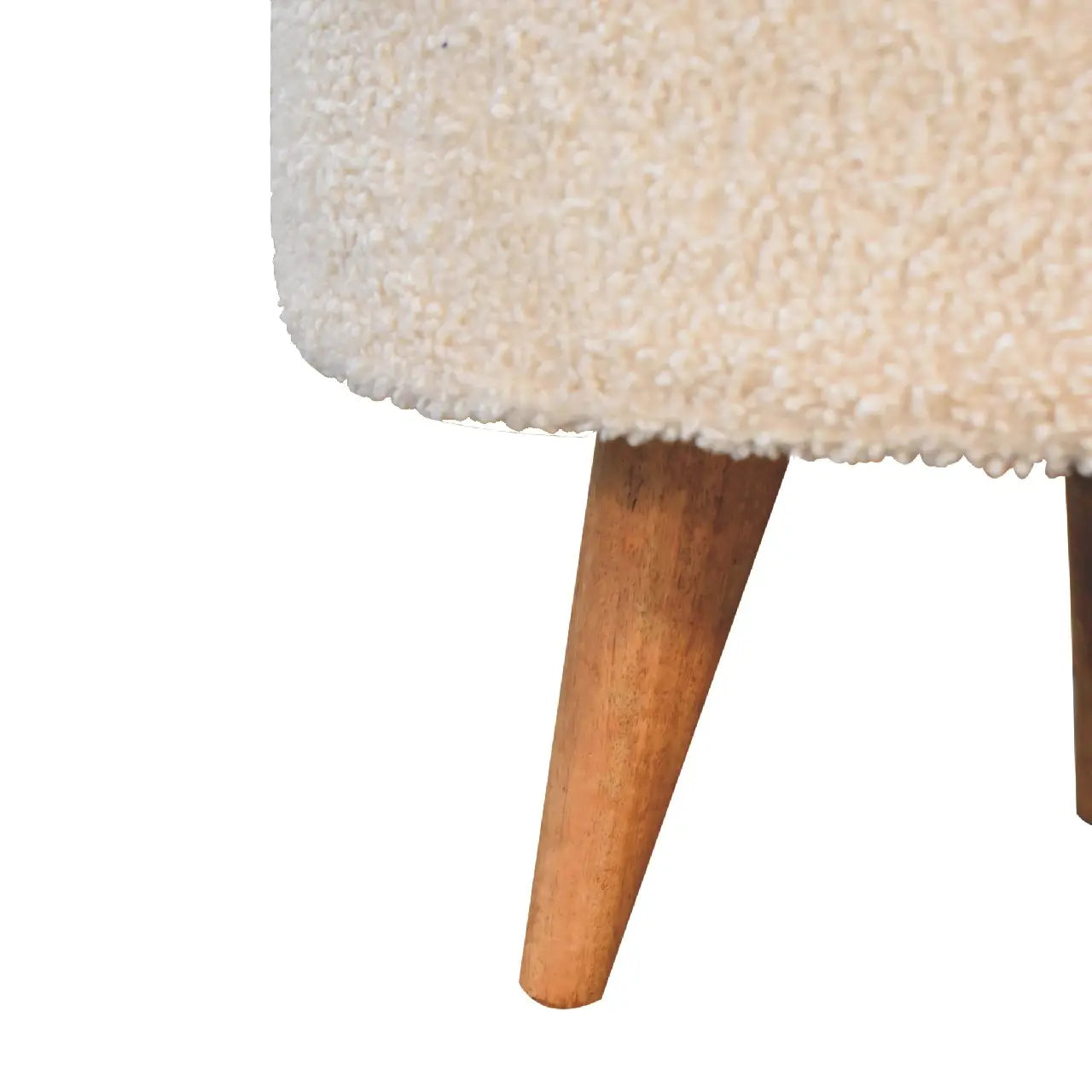 Cream Boucle Rounded Footstool - Living with Luxury