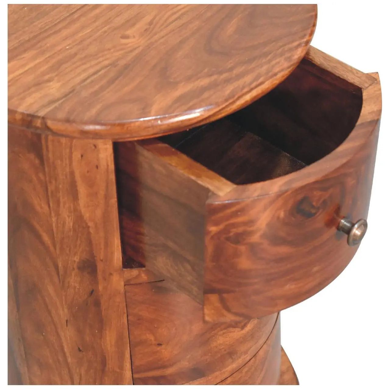 3 Drawer Chestnut Sheesham Drum - Living with Luxury
