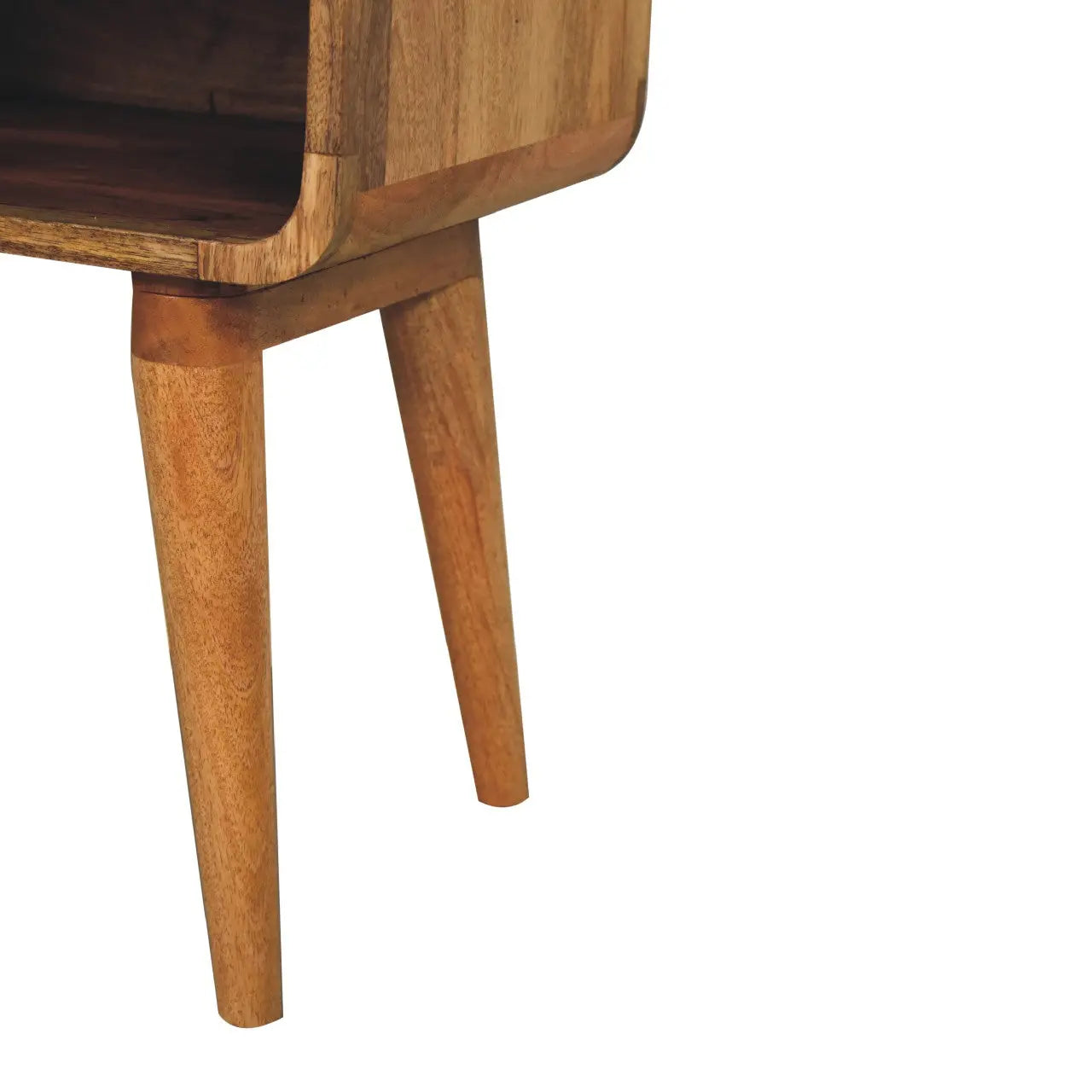 Curved Oak-ish Open Bedside - Living with Luxury