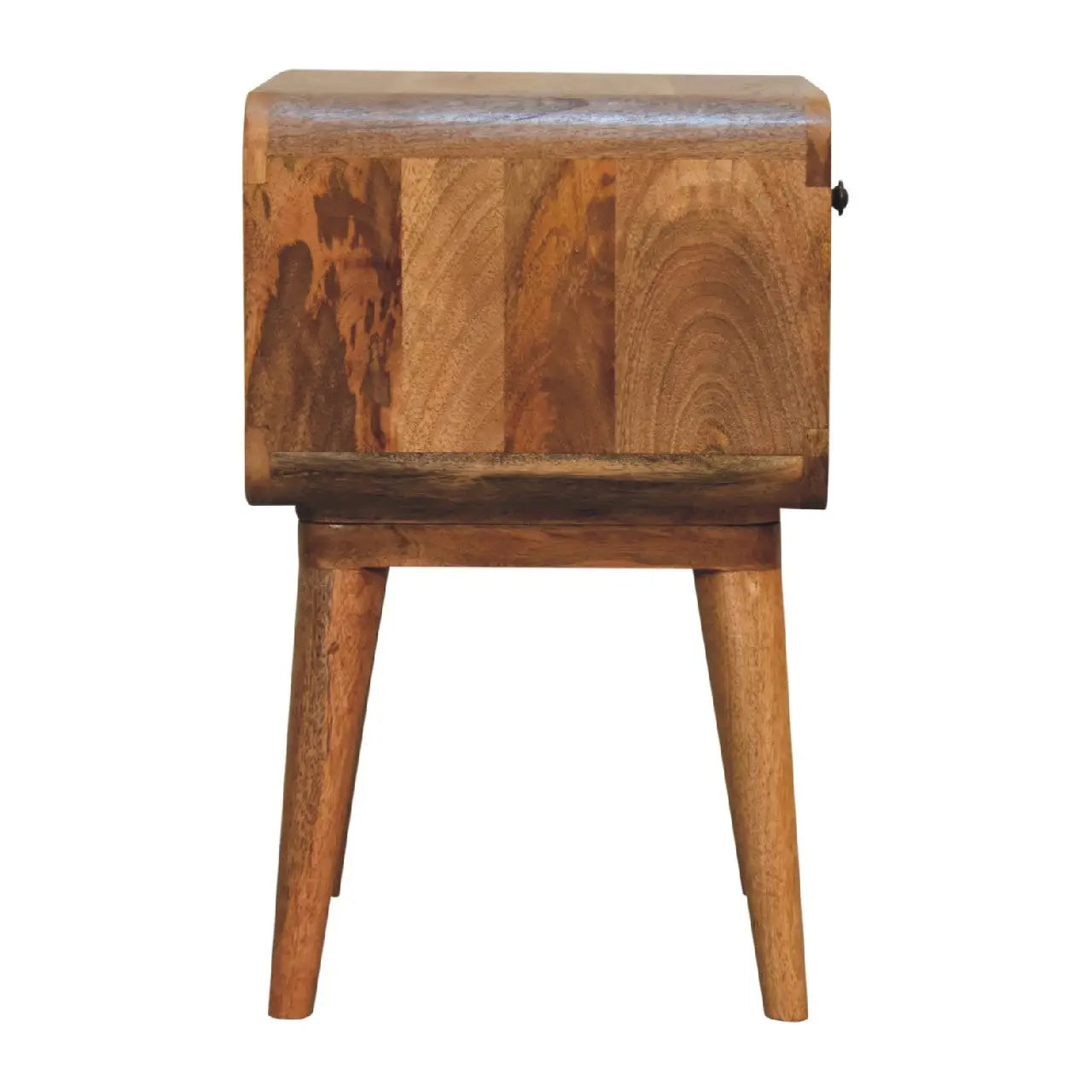 Curved Oak-ish Open Bedside - Living with Luxury