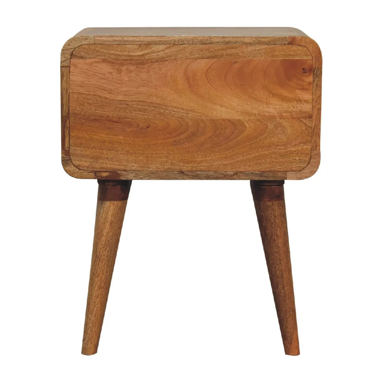 Curved Oak-ish Open Bedside - Living with Luxury