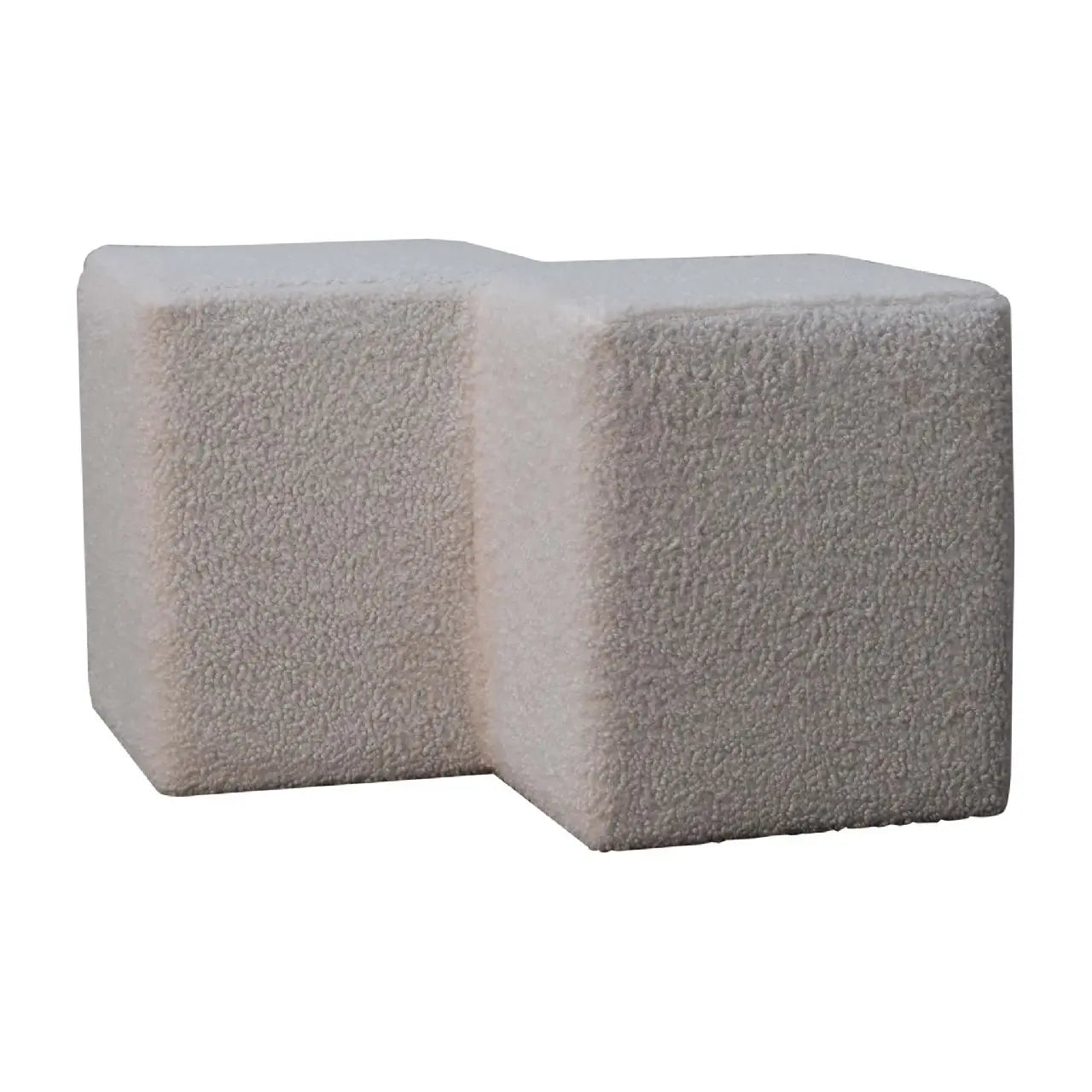 White Boucle Twin Footstool - Living with Luxury