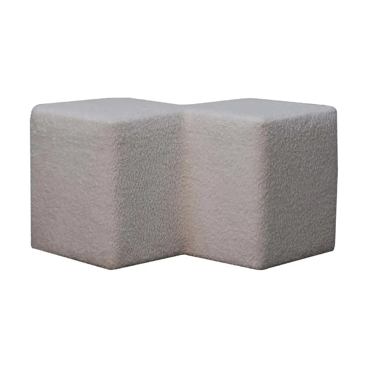White Boucle Twin Footstool - Living with Luxury