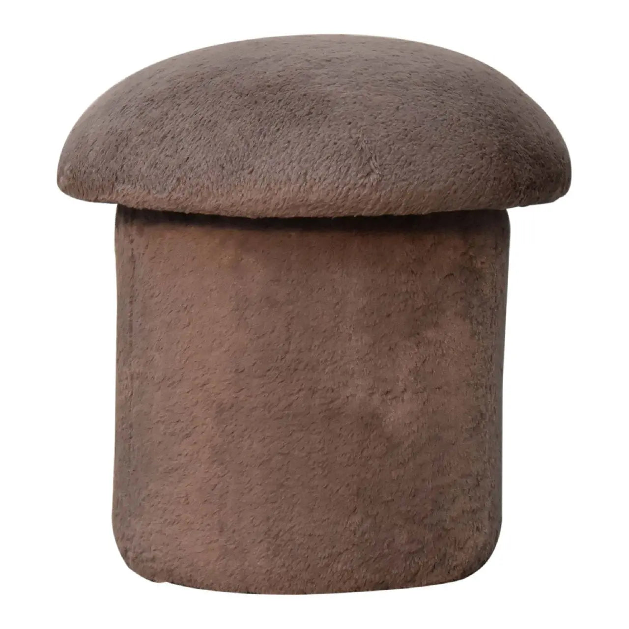 Mocha Faux Fur Mushroom Footstool - Living with Luxury