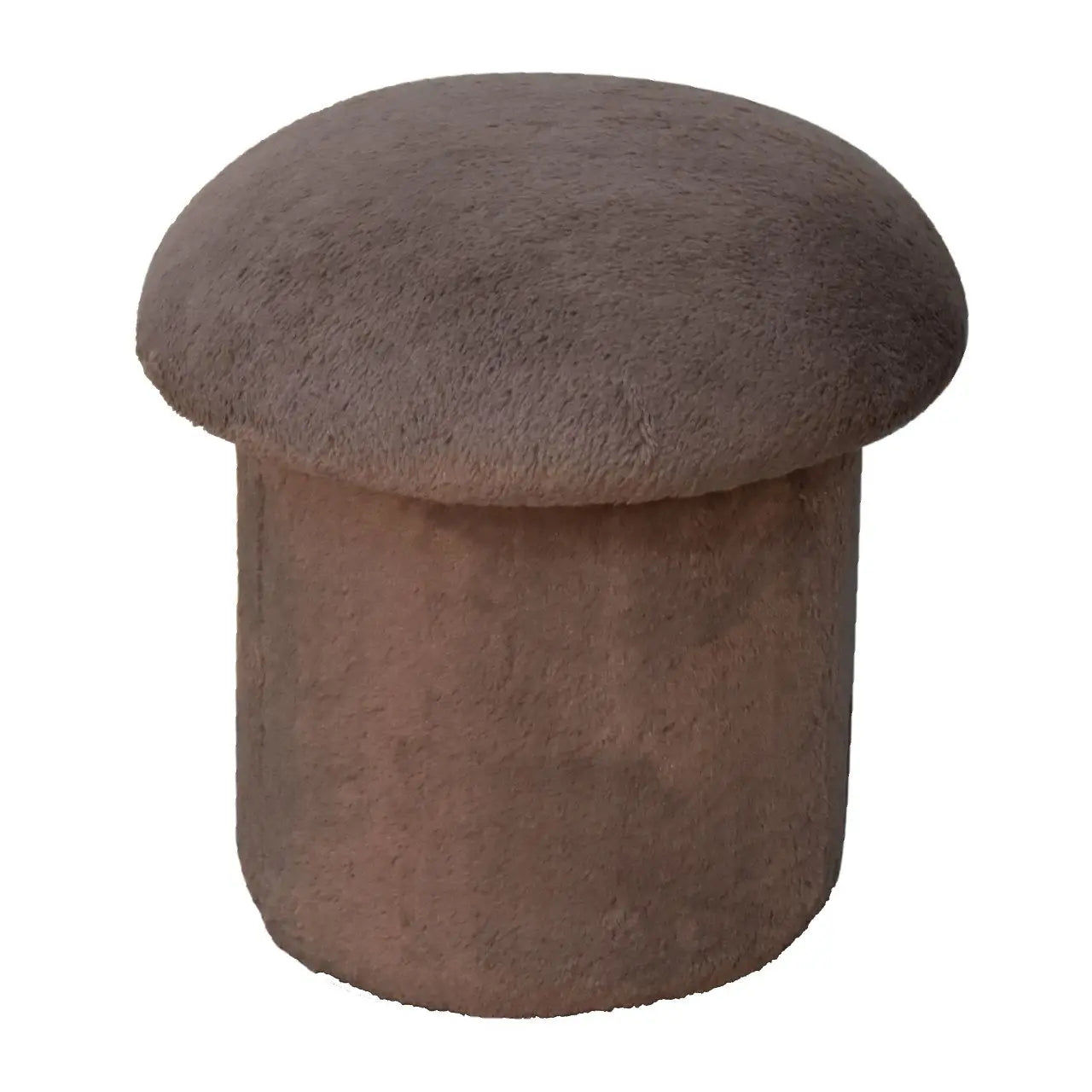 Mocha Faux Fur Mushroom Footstool - Living with Luxury