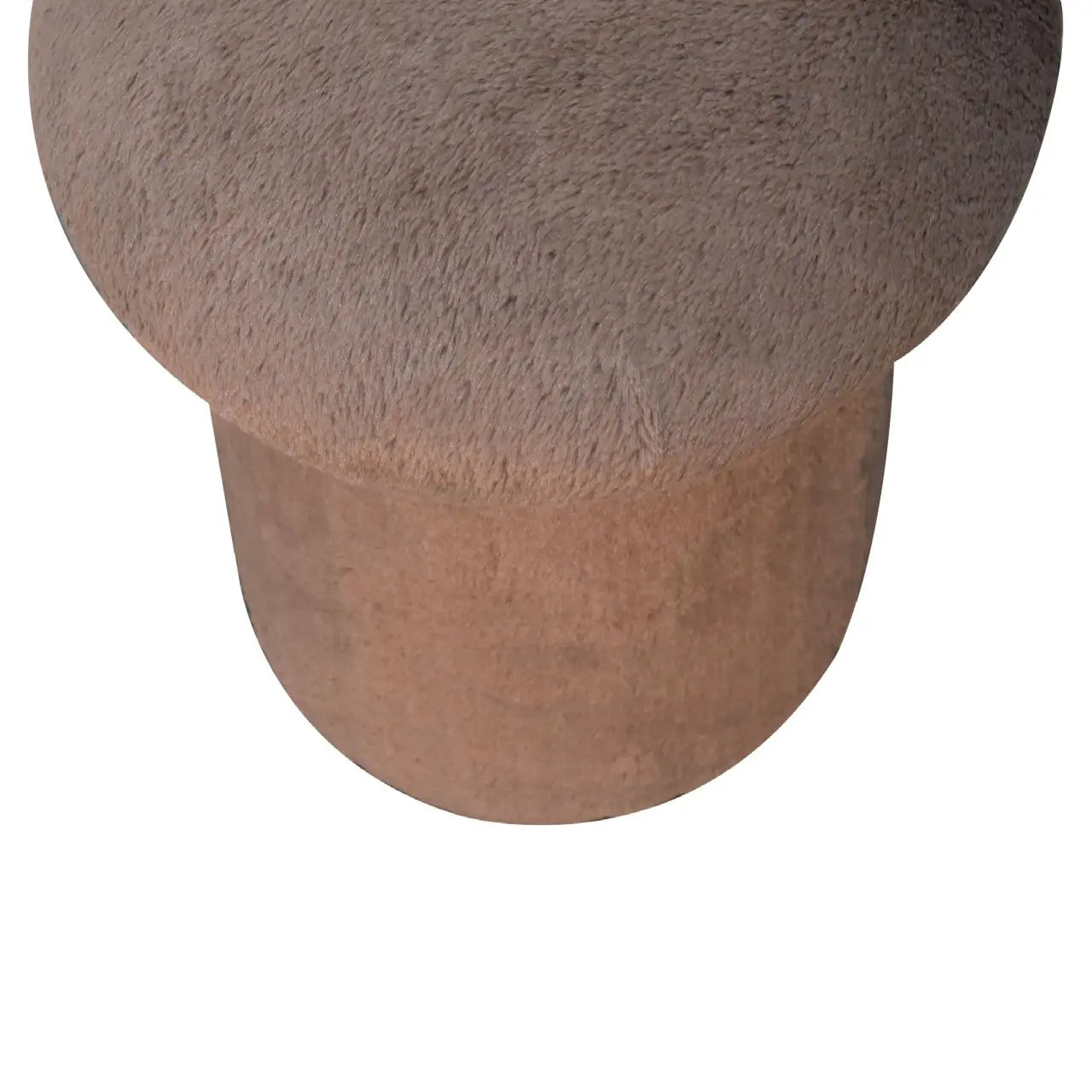 Mocha Faux Fur Mushroom Footstool - Living with Luxury