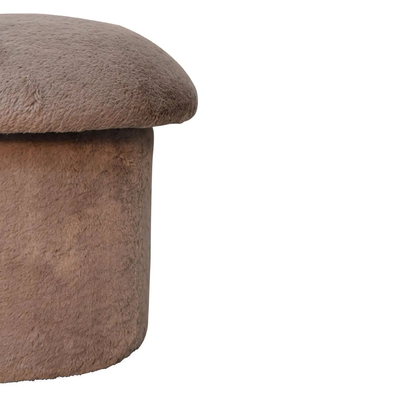 Mocha Faux Fur Mushroom Footstool - Living with Luxury