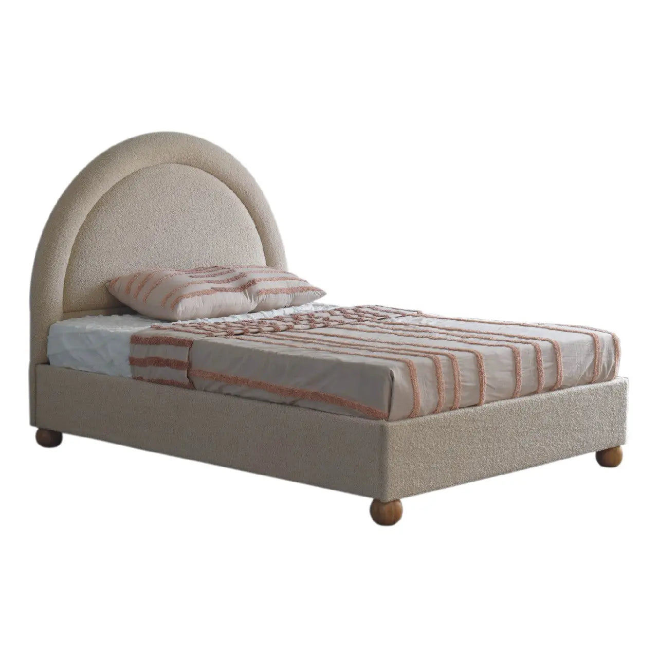 Cream Boucle Double Bed - Living with Luxury