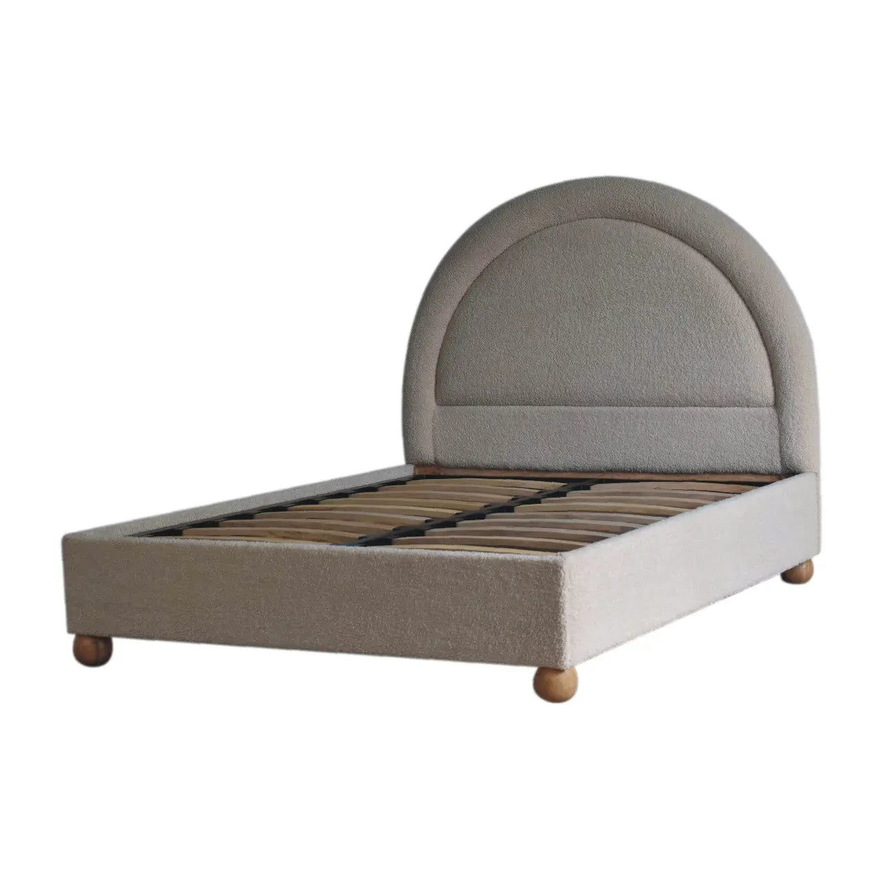 Cream Boucle Double Bed - Living with Luxury