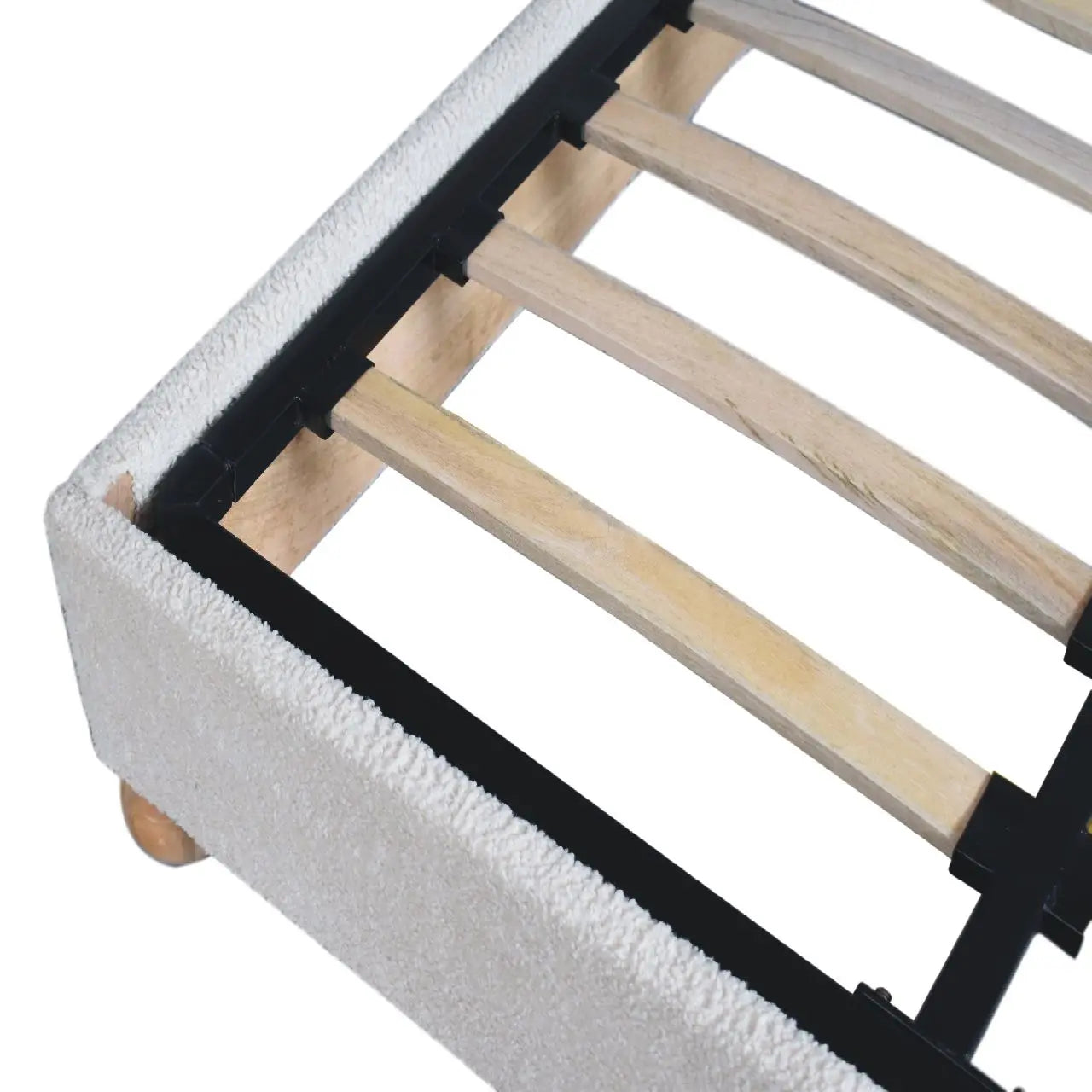 Cream Boucle Double Bed - Living with Luxury