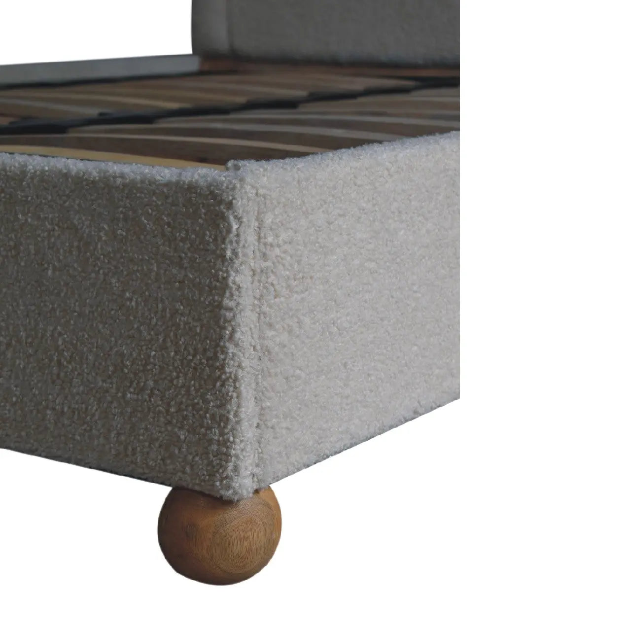 Cream Boucle Double Bed - Living with Luxury