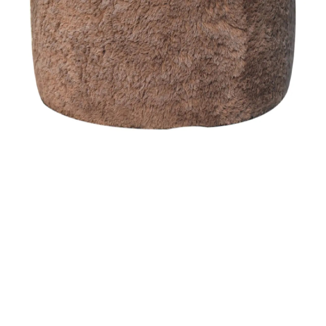 Mocha Faux Fur Round Footstool - Living with Luxury