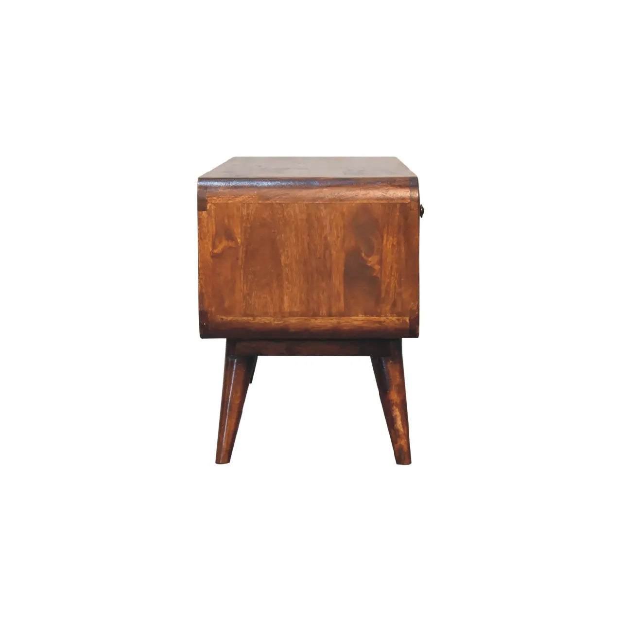 Reverse Curved Chestnut Media Unit - Living with Luxury