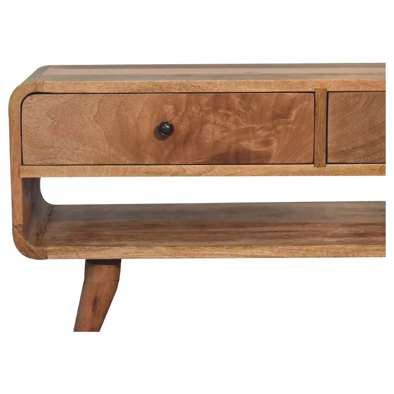 Reverse Curve Oak-ish Media Unit - Living with Luxury