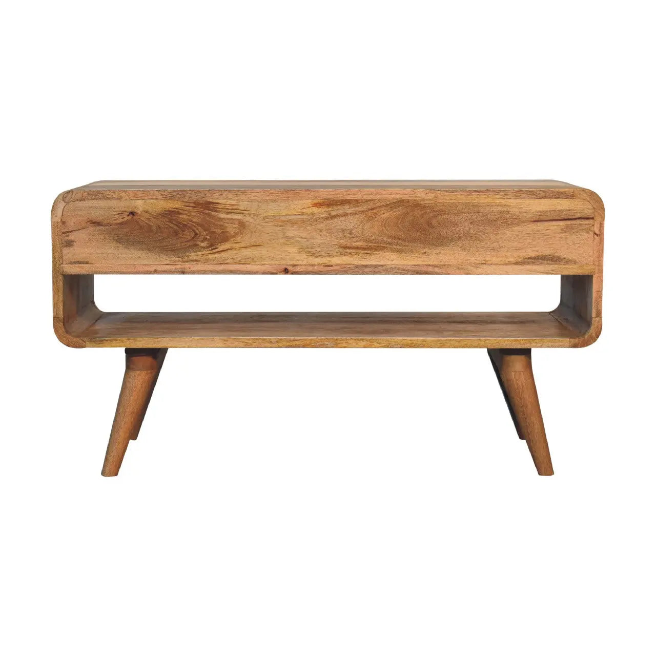 Reverse Curve Oak-ish Media Unit - Living with Luxury